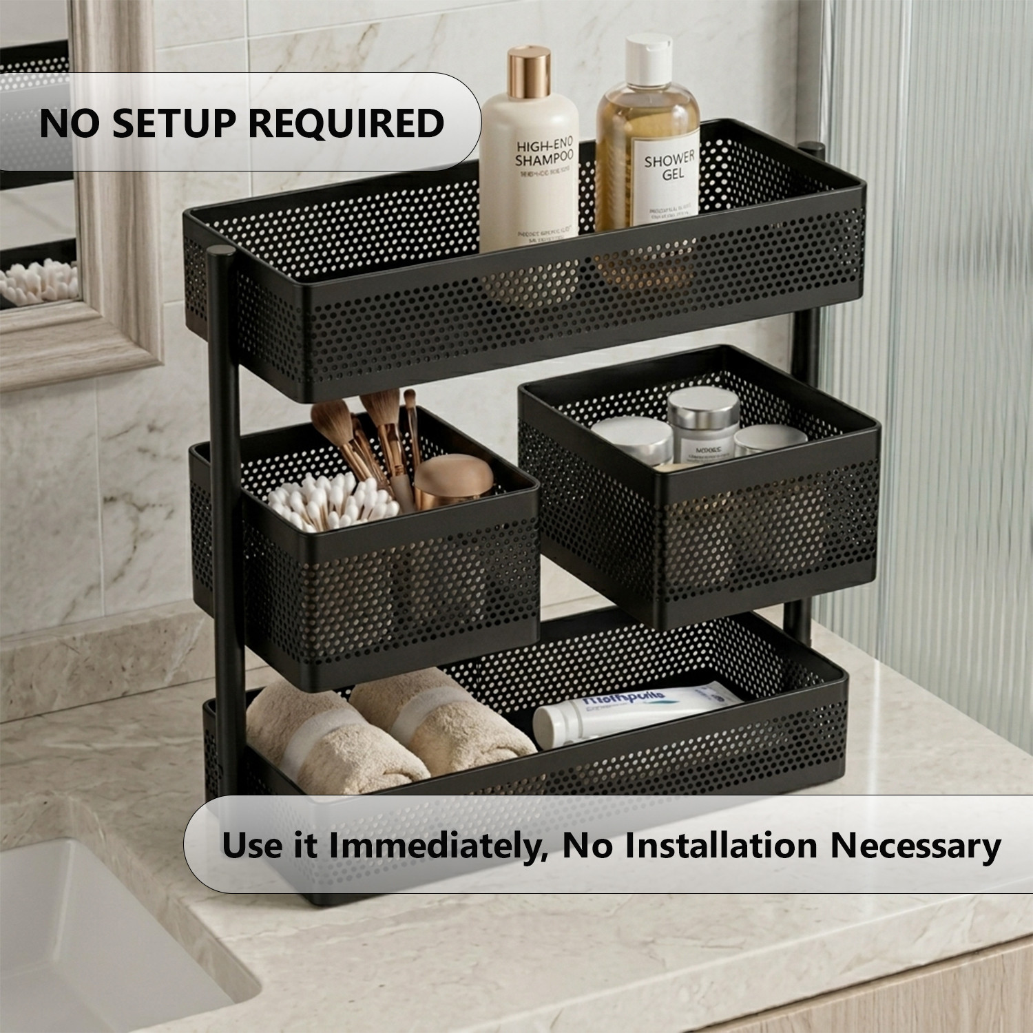 Image of Glostella Utensil Kitchen Rack Carbon Steel Kitchen Rotating rack 360 degree Kitchen Rack For Kitchen / Bathroom