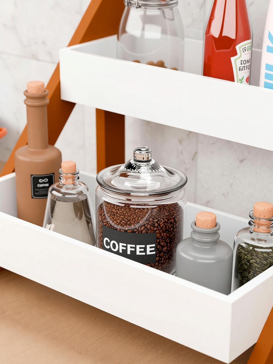 Image of talha enterprises Containers Kitchen Rack Wood MODERN 2 TIER KITCHEN RACK