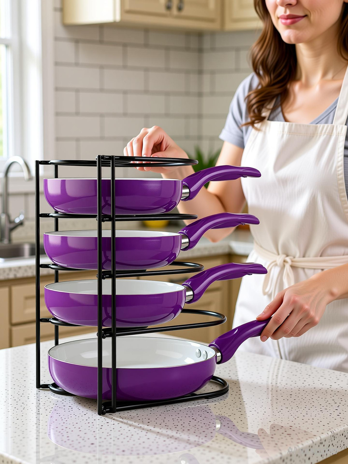 Image of MEENA ENTERPRISES Utensil Kitchen Rack Iron 5-Tier Tawa Pan Holder Taba Tavaa Kitchen Rack Stand - Vertical & Horizontal Use