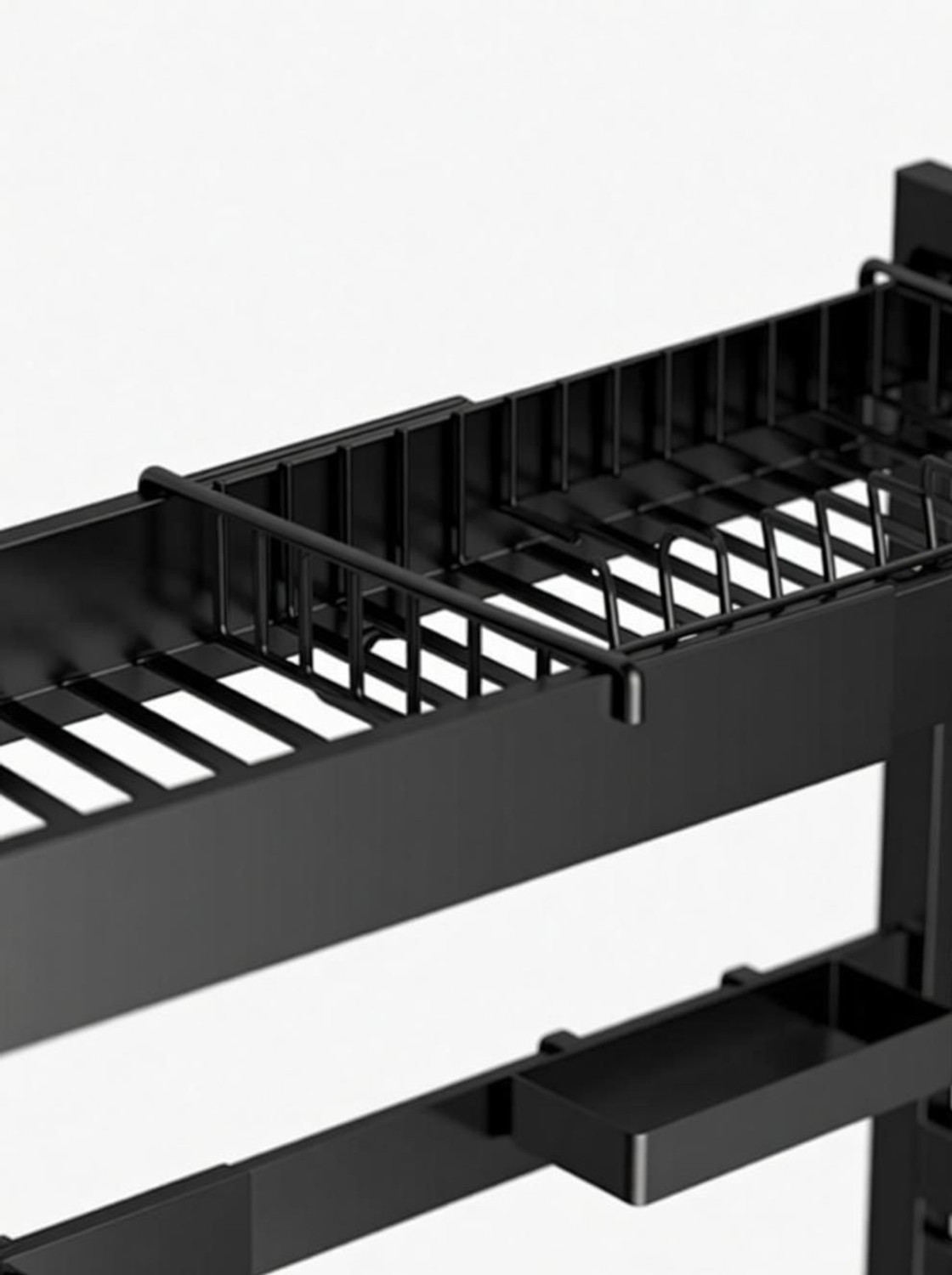 Image of iBELL Dish Drainer Kitchen Rack Carbon Steel DR293SM Adjustable Dish Rack, 2 Layer Over Sink Stand, Extendable Carbon Steel