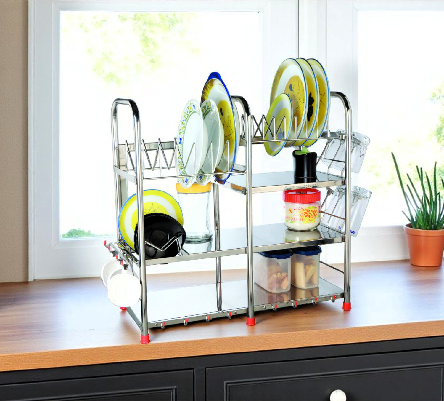 Image of Amol Utensil Kitchen Rack Steel Premium Stainless Steel Utensils Stand | Kitchen Organizers | Kitchen Stand