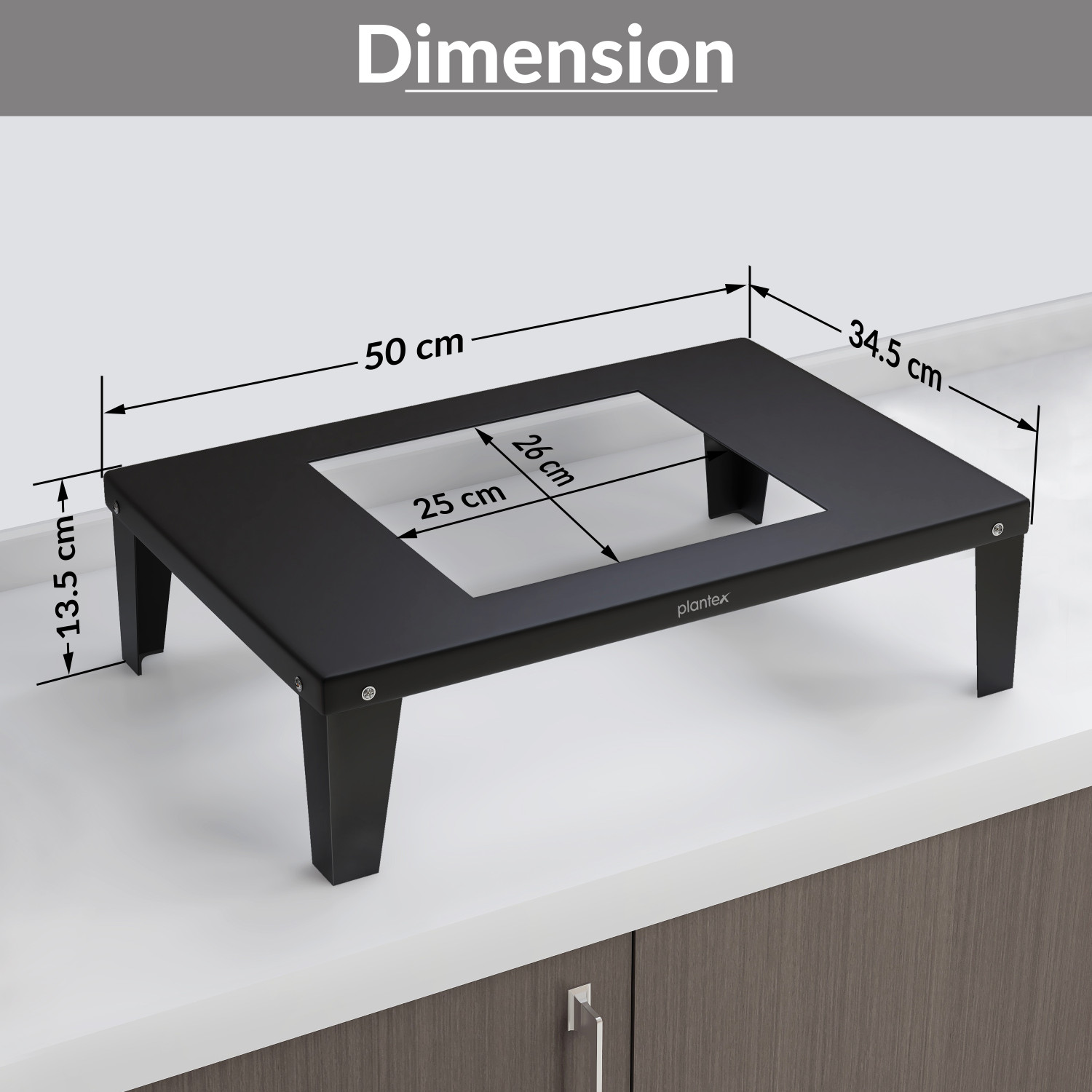 Image of Plantex Containers Kitchen Rack Iron Heavy Gi Metal Universal Microwave Oven Fix Stand for Kitchen Platform - Floor (Up to 30L)