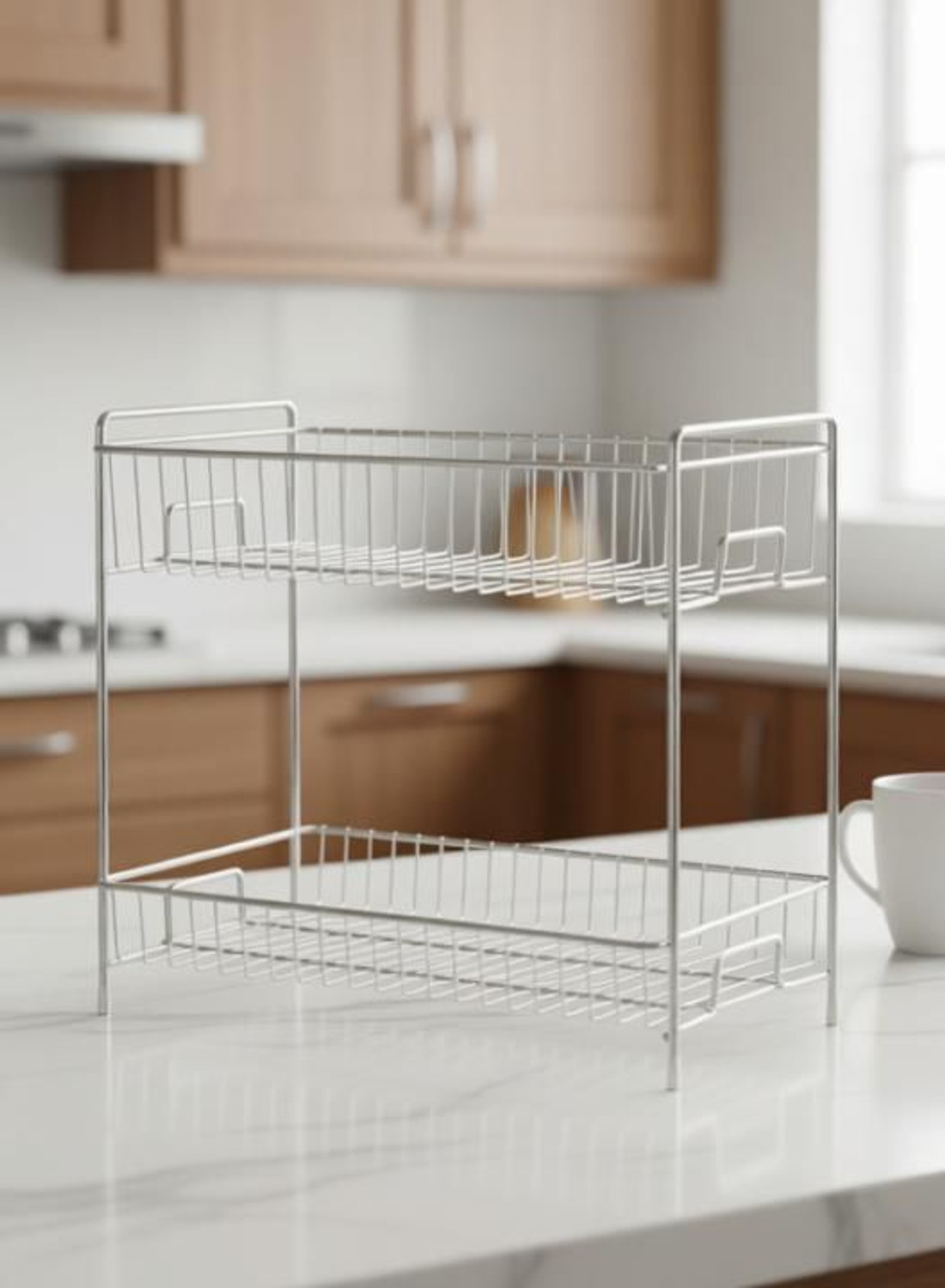 Image of Samayra Containers Kitchen Rack Steel Stainless Steel 2-tier Kitchen Organizer