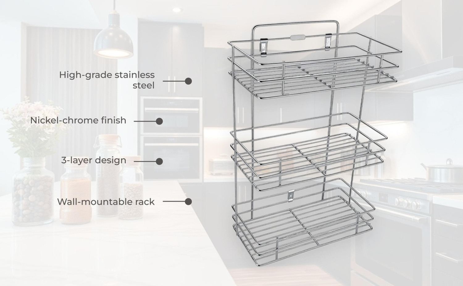 Image of rehtO Containers Kitchen Rack Steel REHTO Presents a stainless steel 3 shelf rack