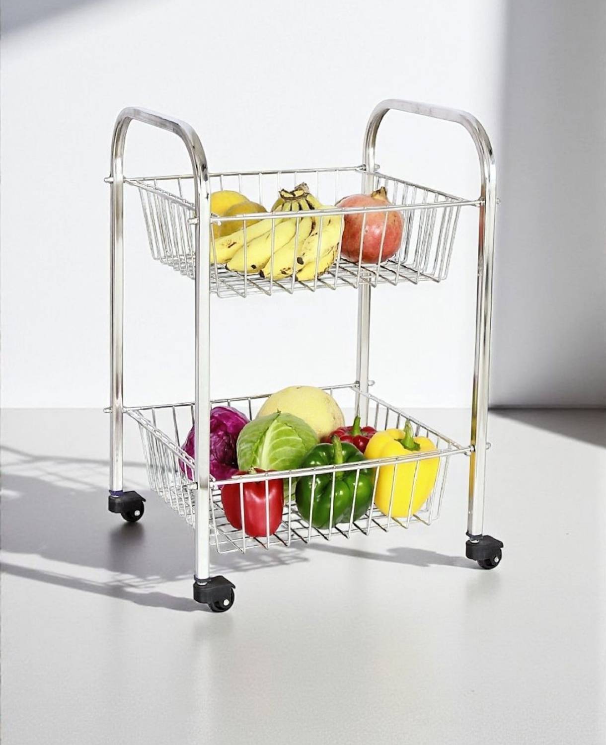 Amol Utensil Kitchen Rack Steel Premium Stainless Steel Fruit / Vegetable Rack / Onion / Potato Kitchen Trolley