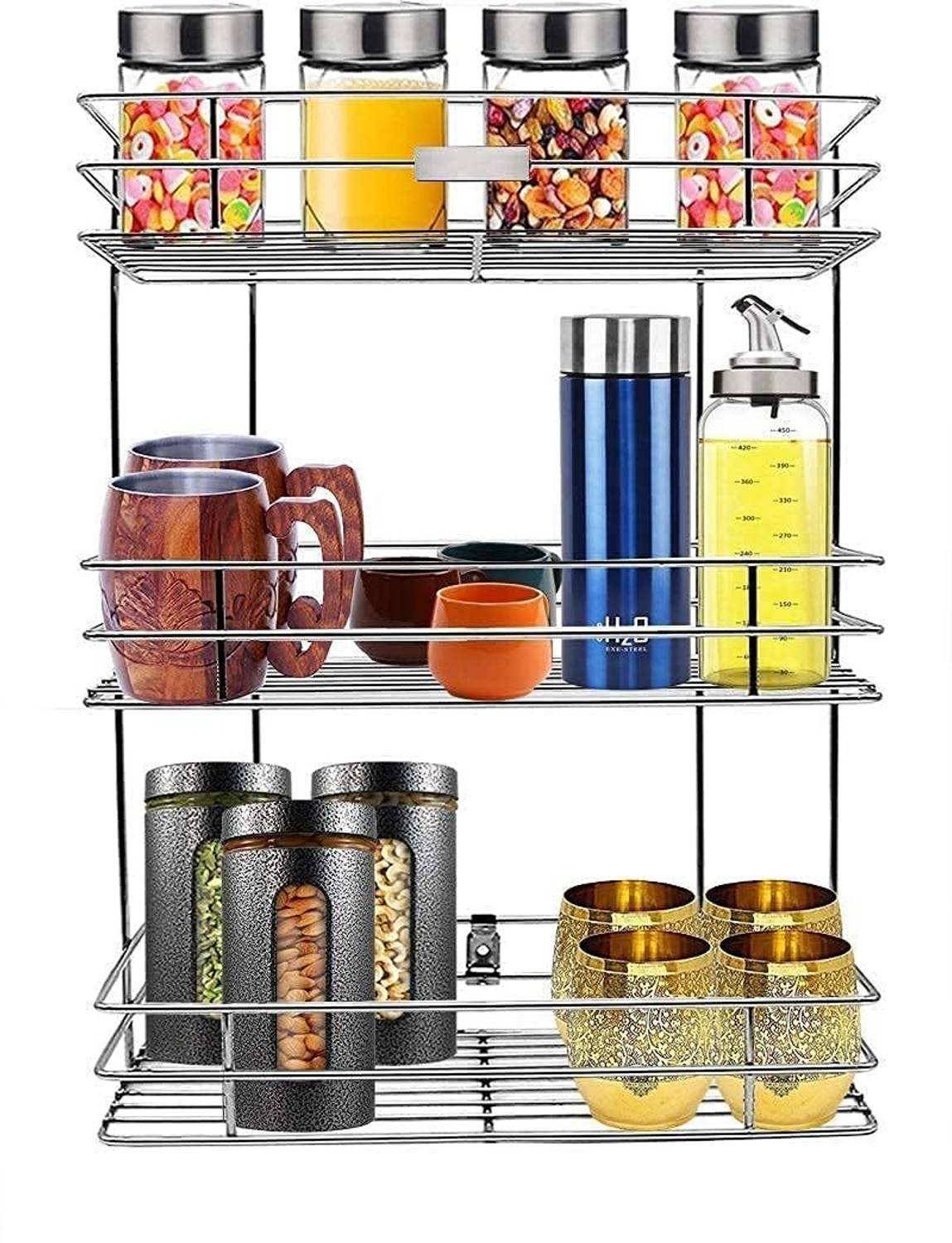 AADITYA Utensil Kitchen Rack Steel Steel Wall Mount Kitchen Dish Rack Stand/Kitchen Utensils Rack For Kitchen Rack