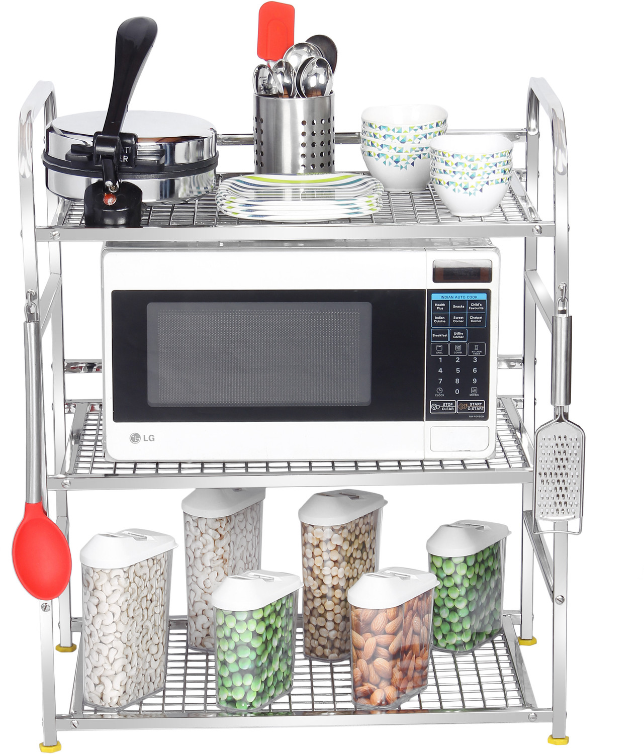 Image of Flipkart SmartBuy Utensil Kitchen Rack Steel Utensil Kitchen Rack /Microwave rack /stand /Storage Stand /oven Stand