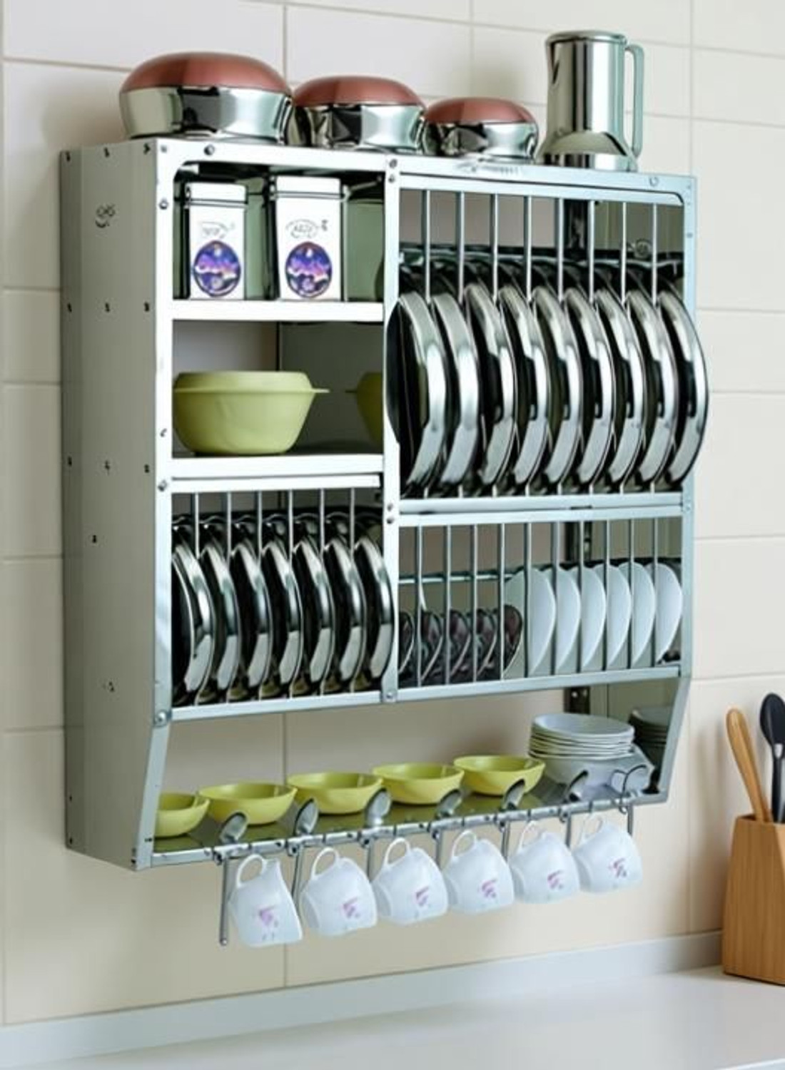 Image of DAKSH Utensil Kitchen Rack Steel 30*30 Wall kitchen rack