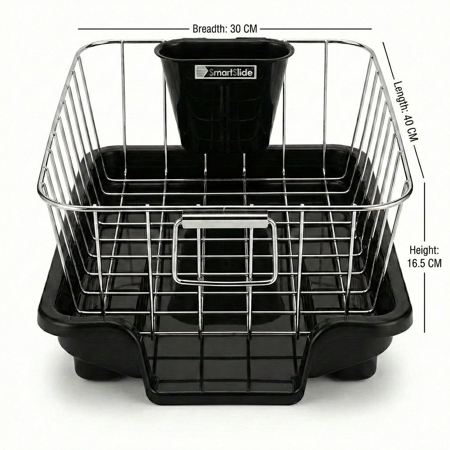 Image of Smartslide Dish Drainer Kitchen Rack Steel Dish Drainer with tray and Cutlery Holder Kitchen Dish Drying Rack for Utensils