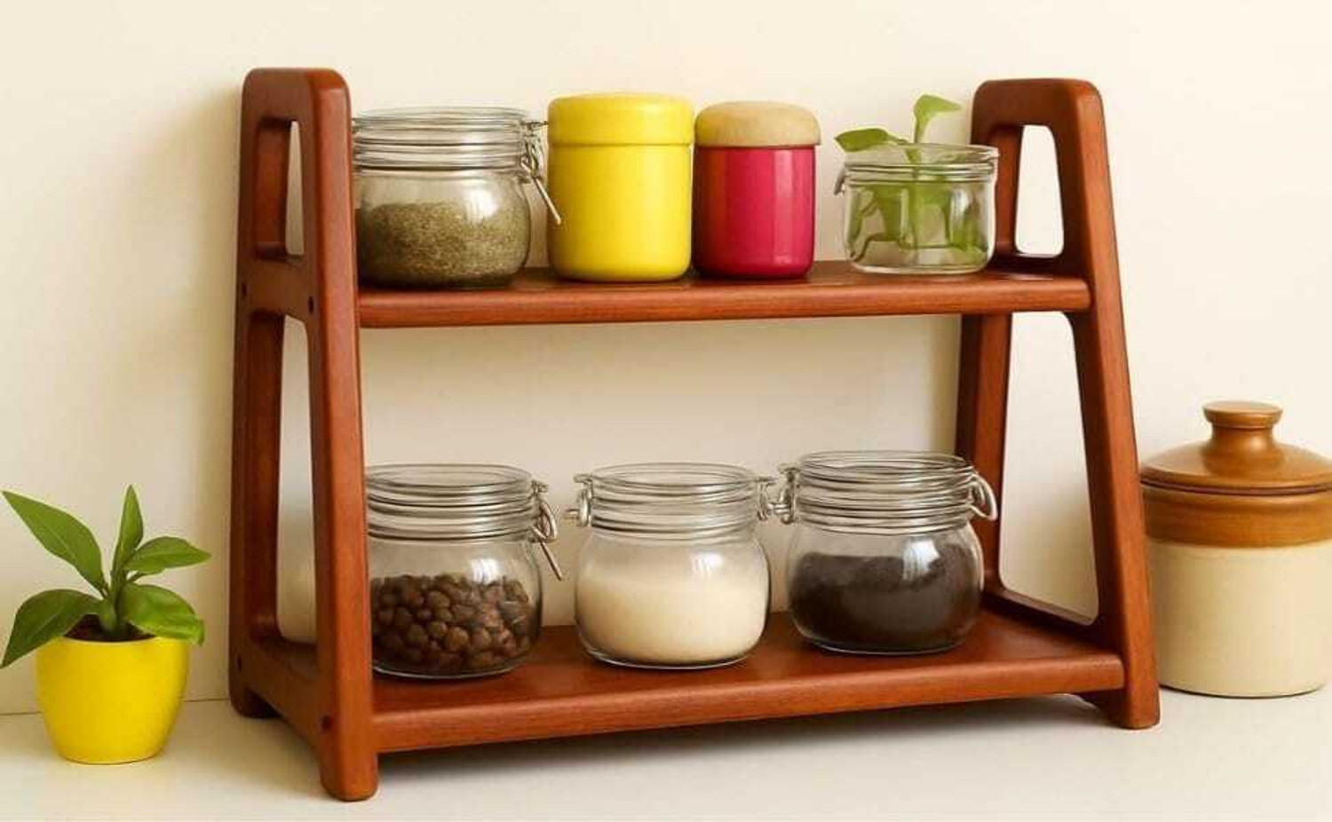 Image of ARTSN Utensil Kitchen Rack Wood Modern Design for Home & Office