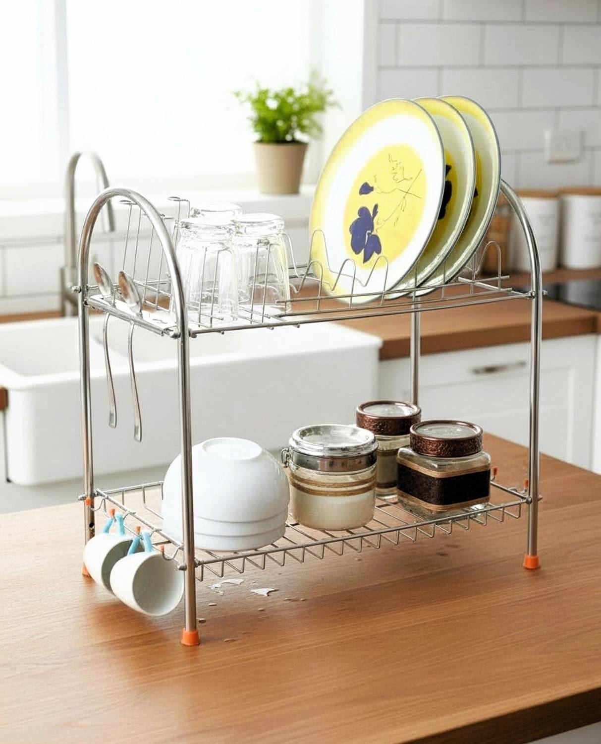 Amol Dish Drainer Kitchen Rack Steel Premium Stainless Steel Dish / Glass / Crockery / Plate / Kitchen Organizer