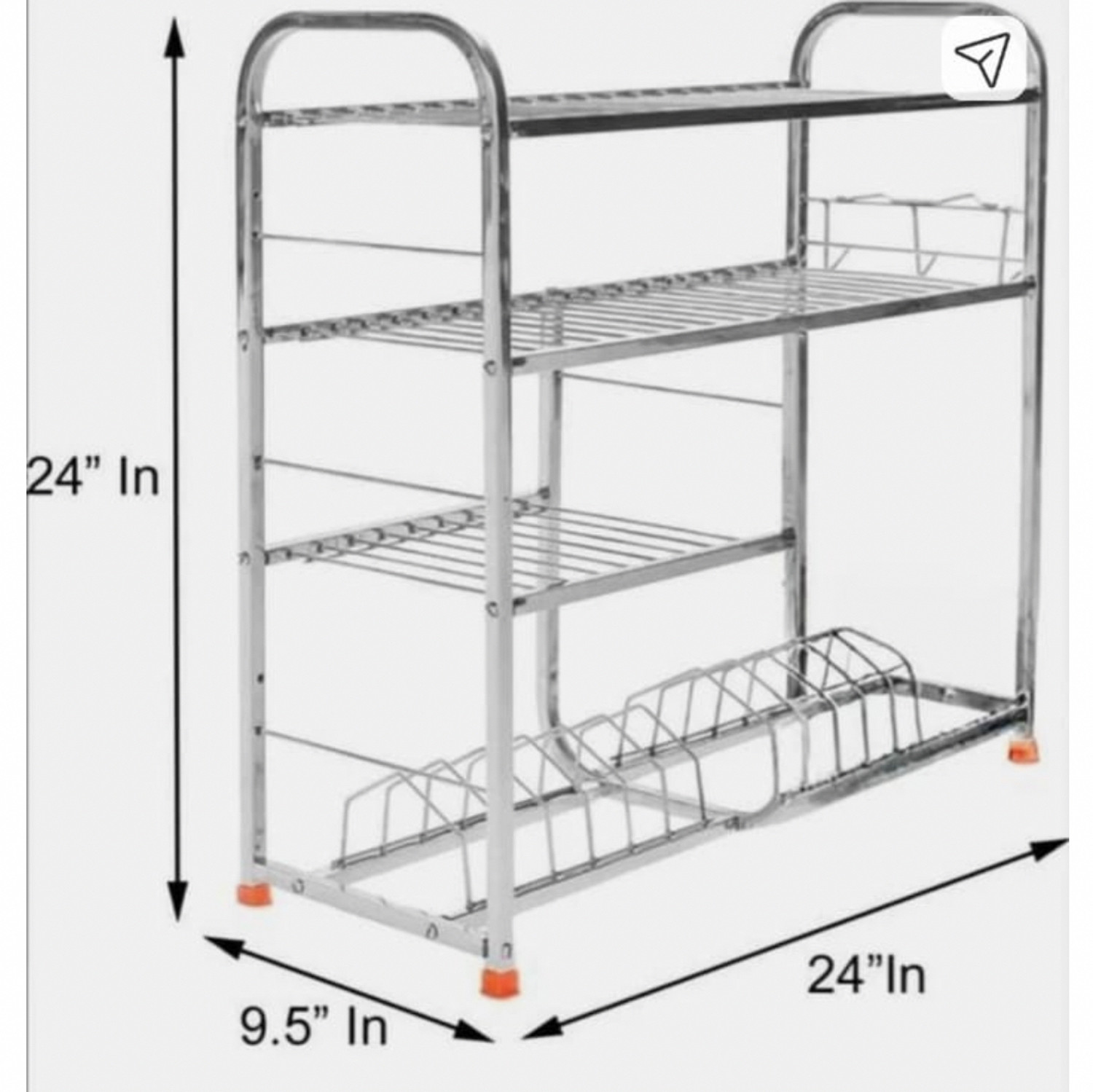 Image of ASTEEL Utensil Kitchen Rack Steel 24*24 inch utensil Bartan rack