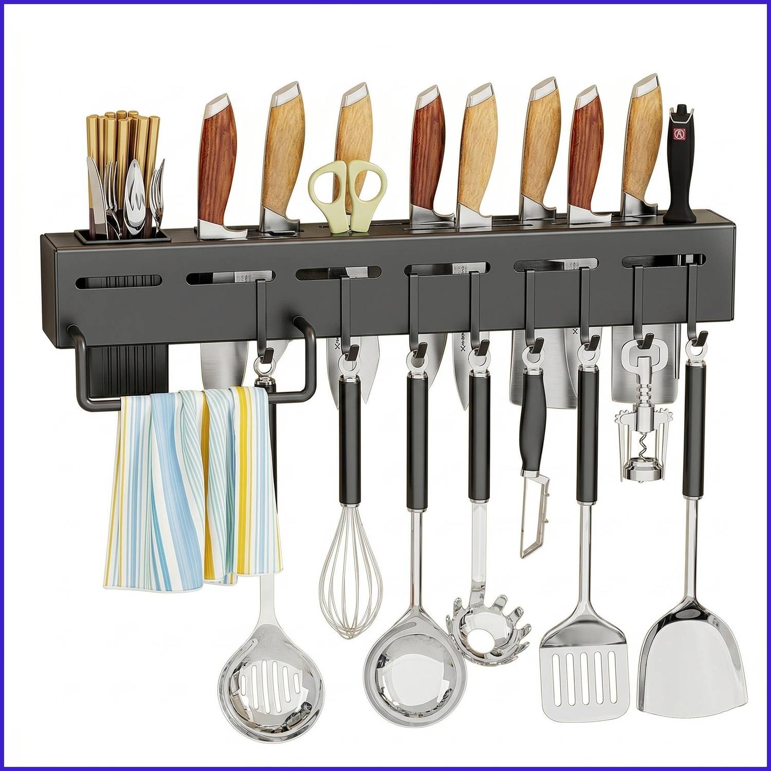 Zenzone Cutlery Kitchen Rack Iron Knife Holder Rack for Kitchen Tools | 44x4.5x8cm Kitchen Organizer — Kitchen Organizers & Racks