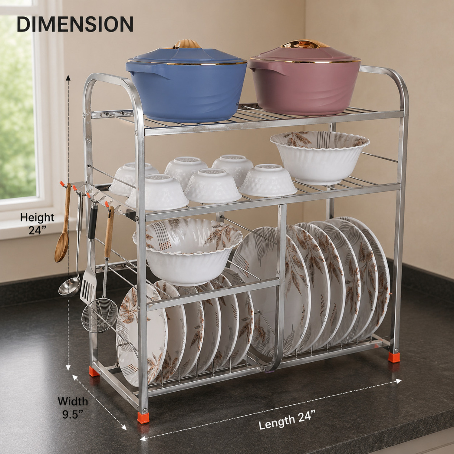 Image of Nexus Lifestyle Utensil Kitchen Rack Steel Kitchen Rack 24*24| Modular Kitchen Utensils Rack