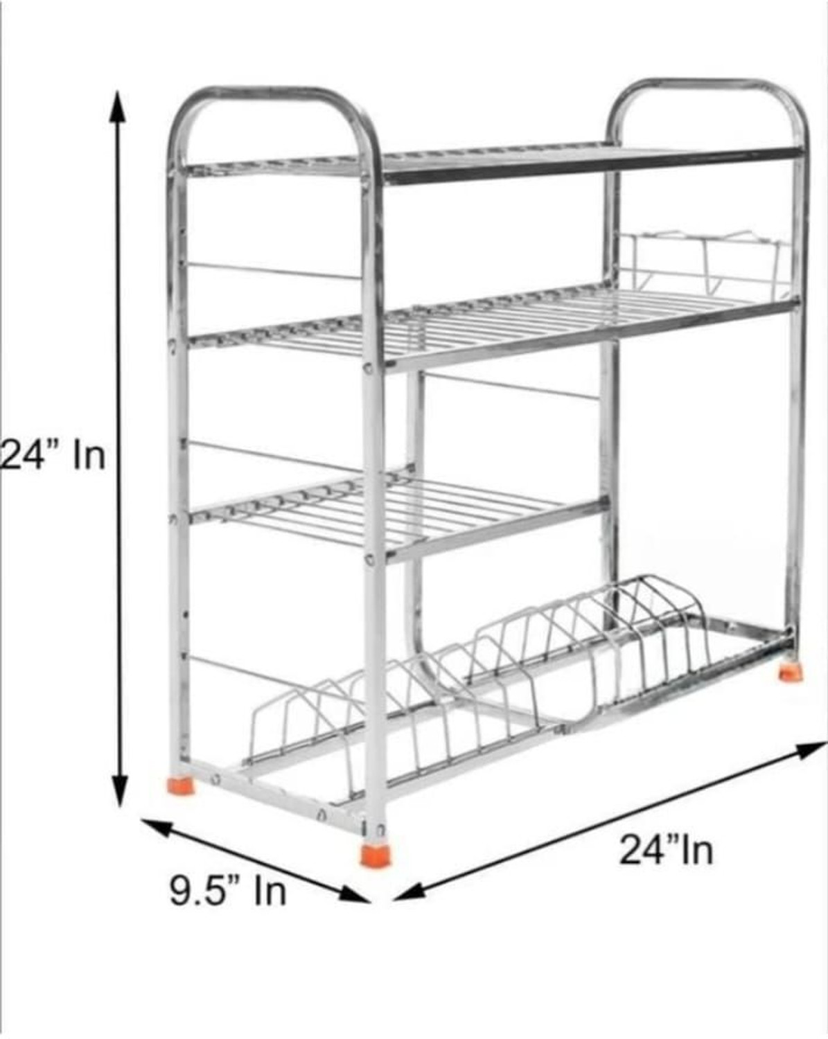 Image of USAENTERPRISES Utensil Kitchen Rack Steel Dish Rack with Plate & Cutlery Stand (24x24 inch)