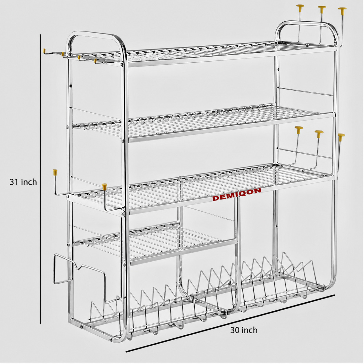 Image of DEMIQON Utensil Kitchen Rack Steel Stainless Steel 5 Layer Wall Mount Kitchen Dish Rack /Kitchen Rack (30 x 31 inch)
