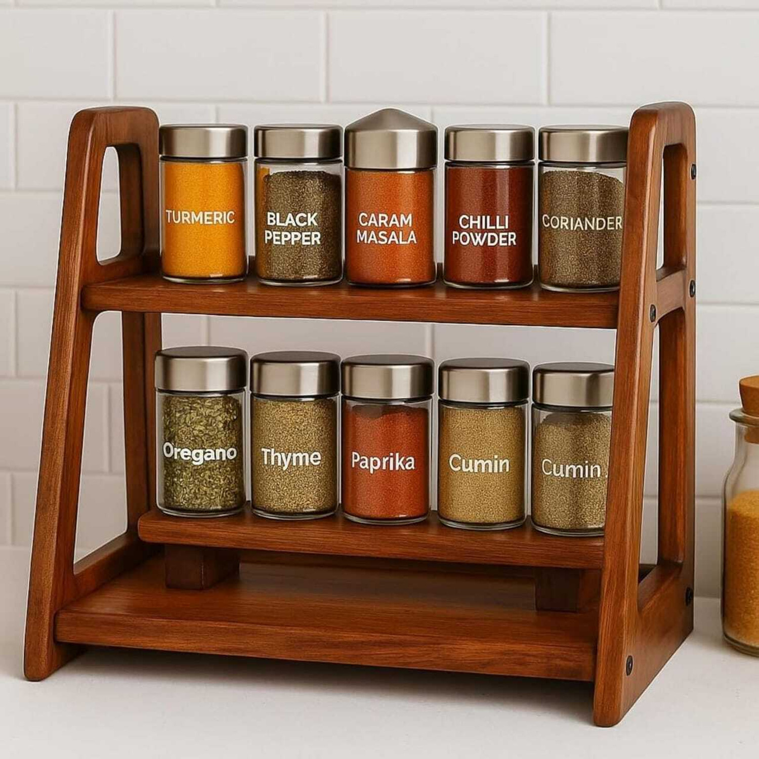 Image of ARTSN Utensil Kitchen Rack Wood Modern Design for Home & Office
