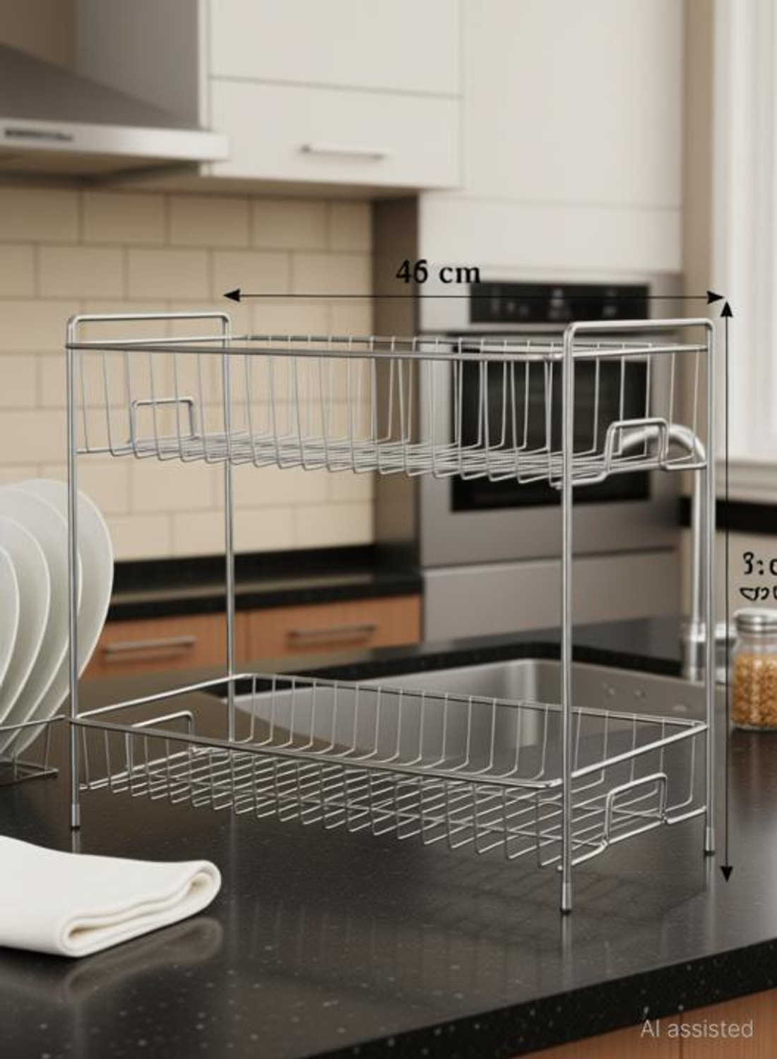 Image of Samayra Containers Kitchen Rack Steel Stainless Steel 2-tier Kitchen Organizer