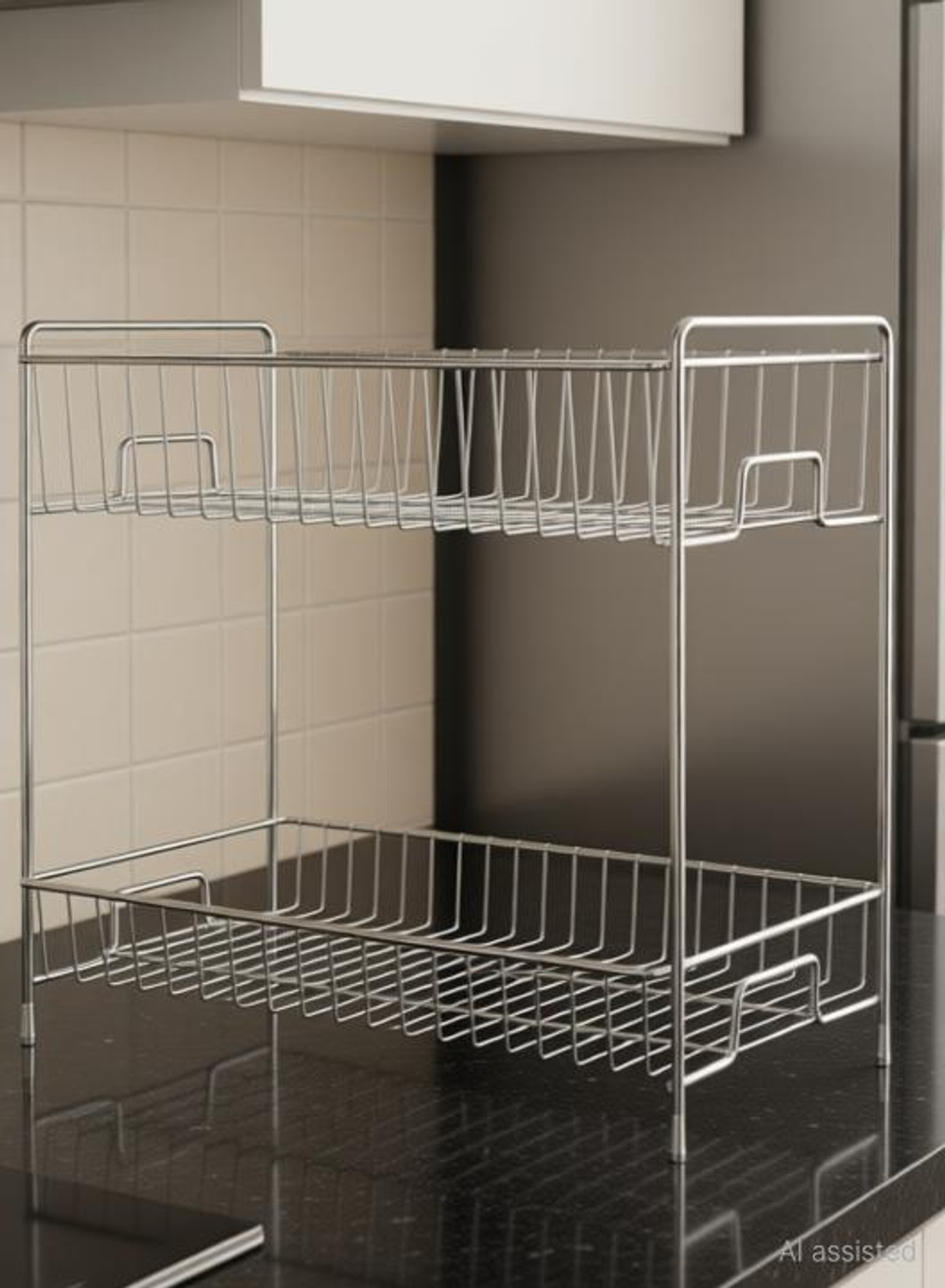 Image of Samayra Containers Kitchen Rack Steel Stainless Steel 2-tier Kitchen Organizer