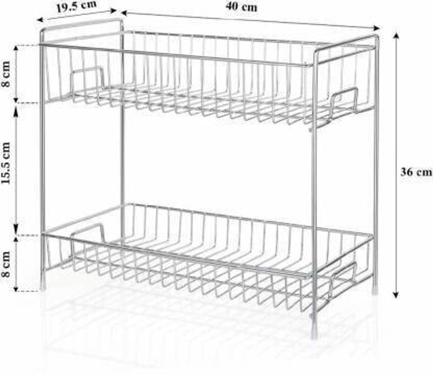 Image of Samayra Containers Kitchen Rack Steel Stainless Steel 2-tier Kitchen Organizer