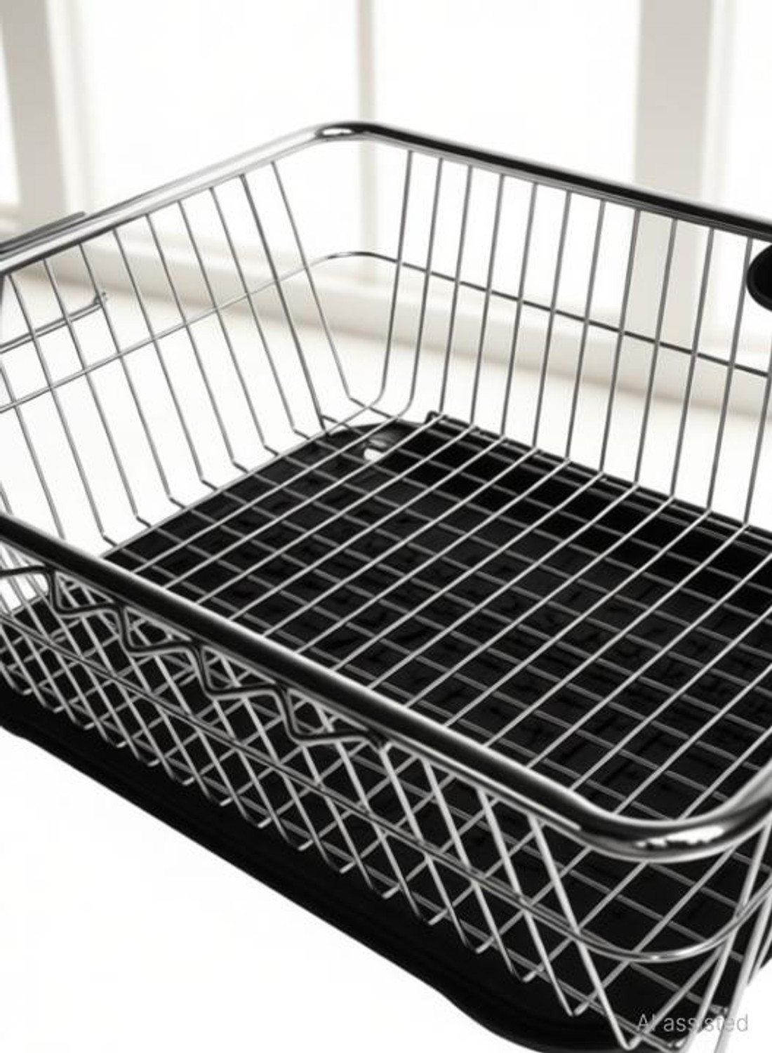 Image of iSTAR Dish Drainer Kitchen Rack Steel, Plastic Compact 2-Tier Chrome Dish Drying Rack Set w / Drain Tray & Utensil Caddy