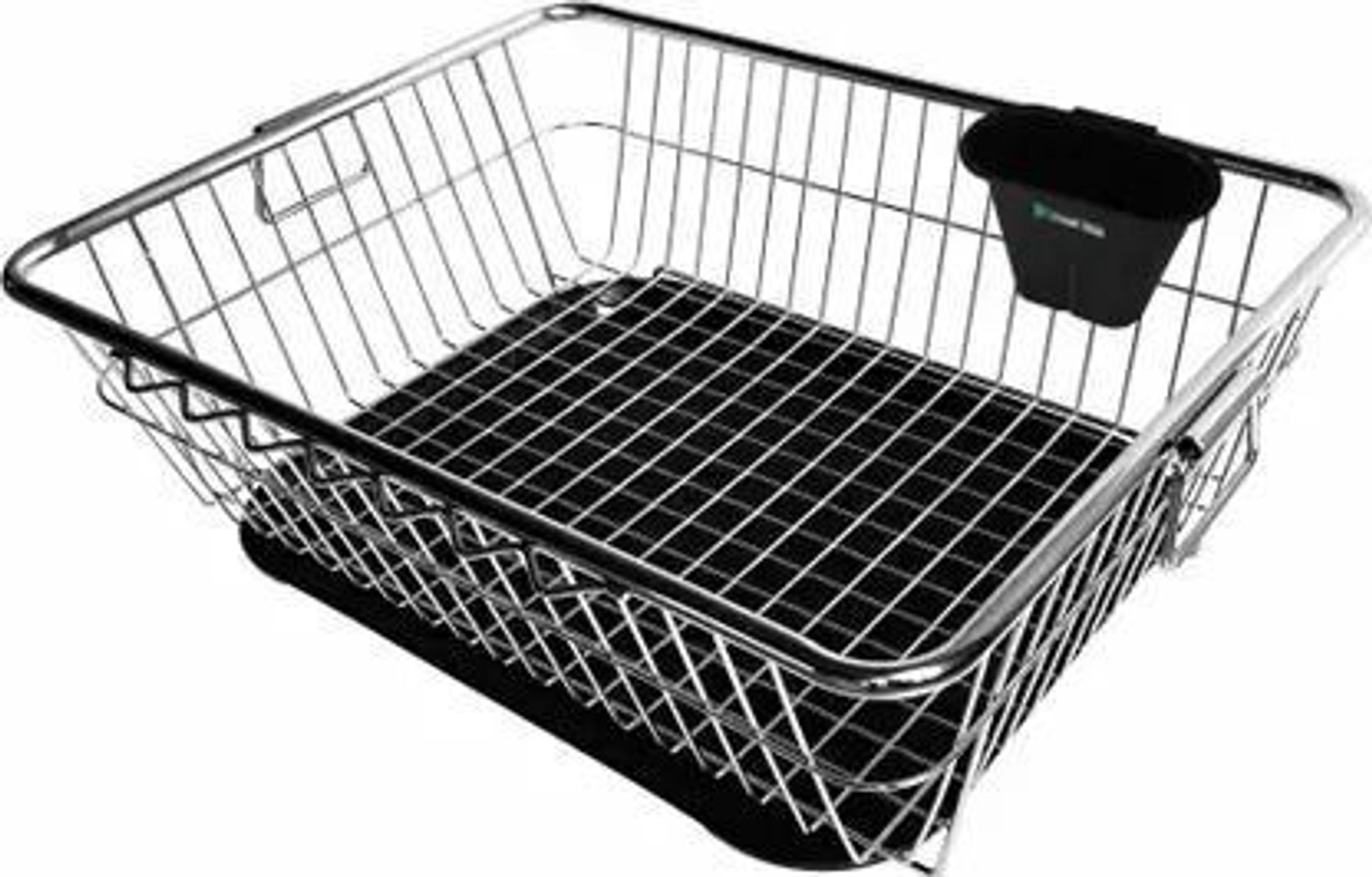 Image of iSTAR Dish Drainer Kitchen Rack Steel, Plastic Compact 2-Tier Chrome Dish Drying Rack Set w / Drain Tray & Utensil Caddy