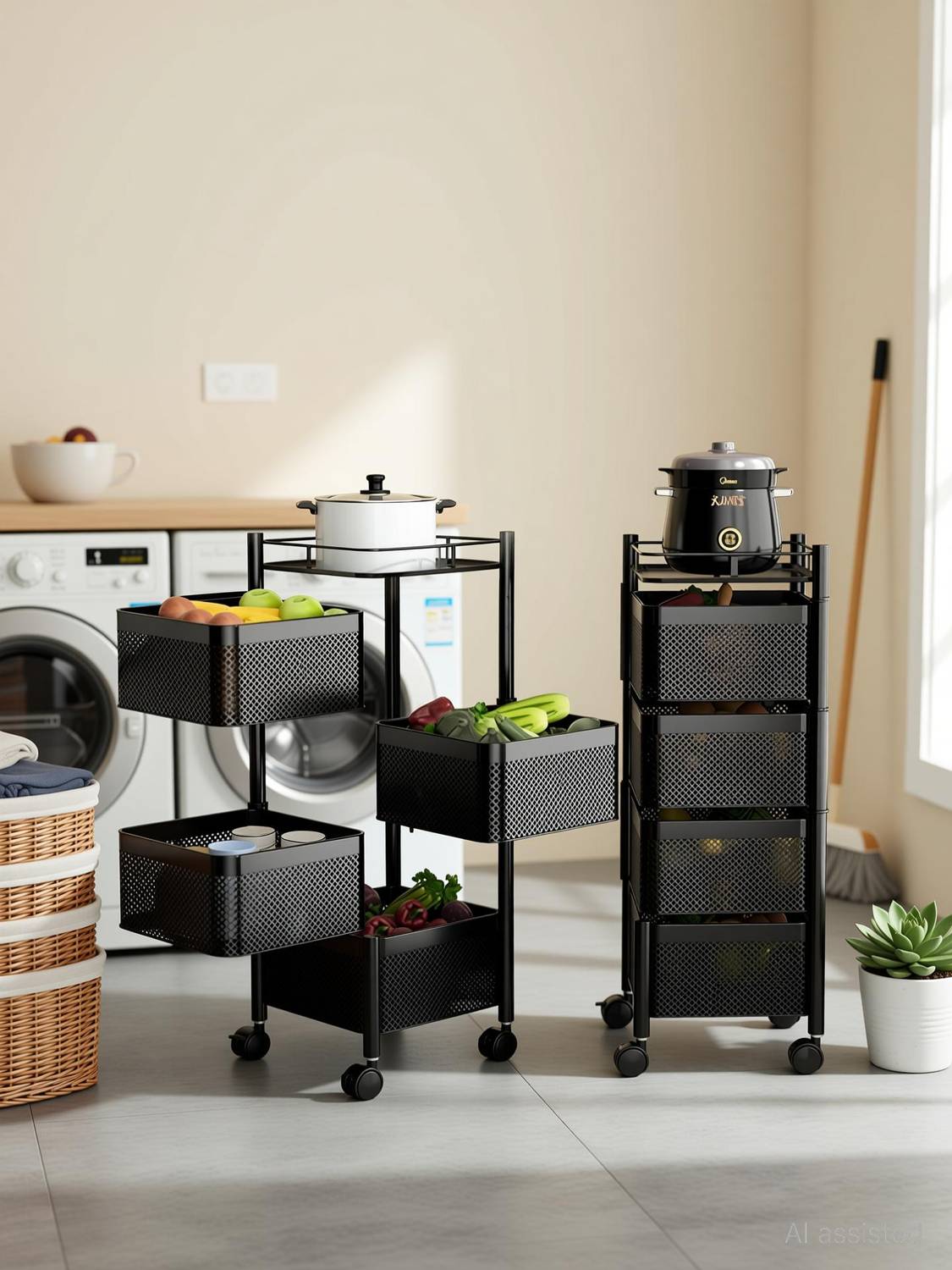 ADMIN INDUSTRIES Fruits/Vegetables Kitchen Rack Iron Heavy Duty Metal Kitchen Trolley with Wheels | Vegetable & Fruit Storage Rack