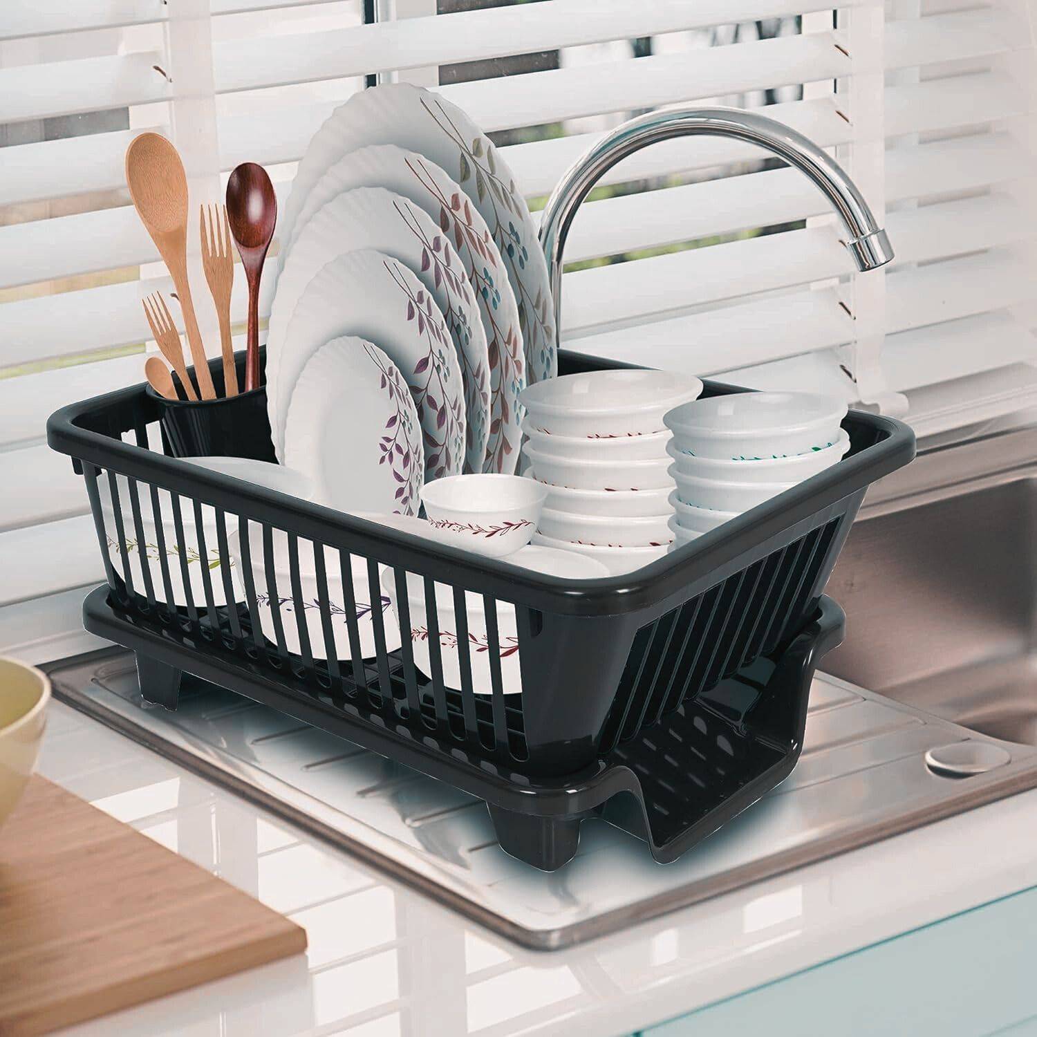 Quickmart Dish Drainer Kitchen Rack 3 in 1 Large Sink Set Dish Ra