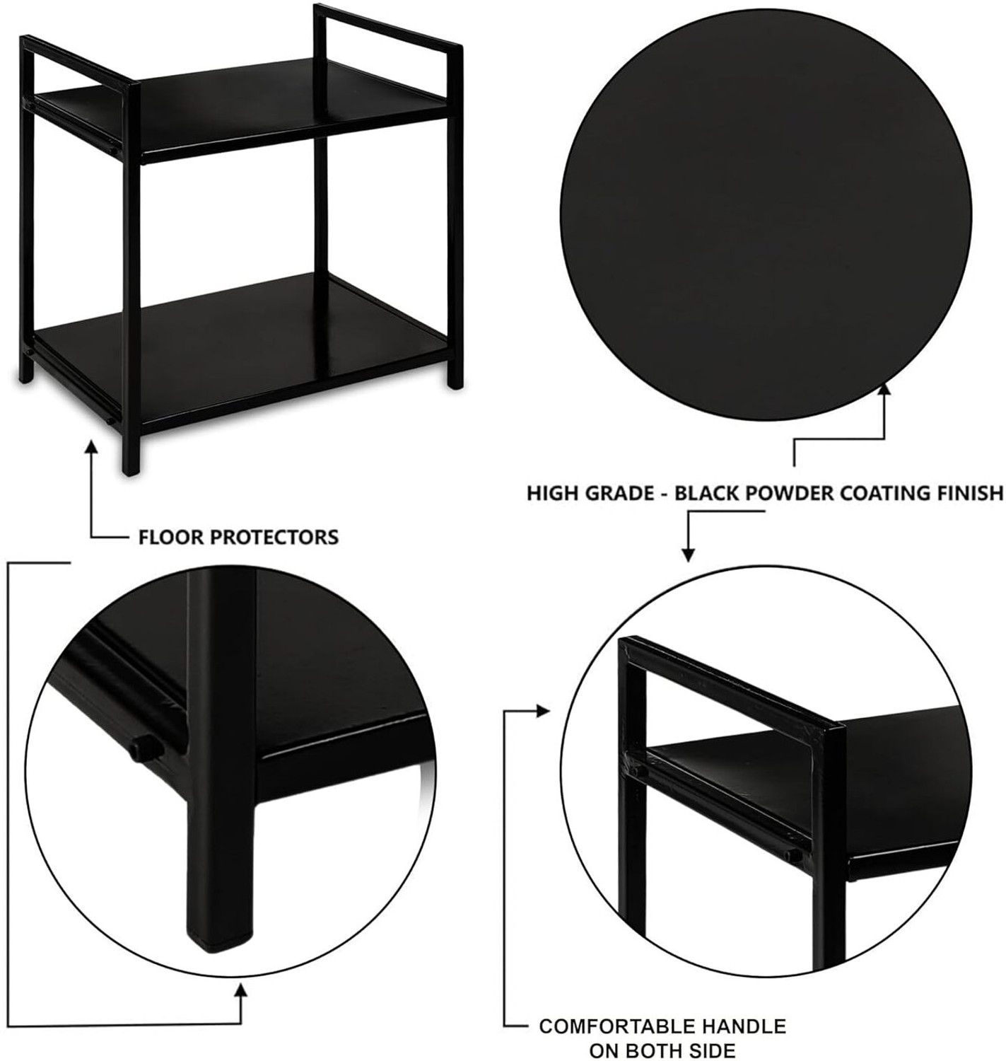 Image of Knotify Containers Kitchen Rack Metal Microwave Stand for Kitchen /2-Tier Storage Rack /Microwave Oven Rack / Iron