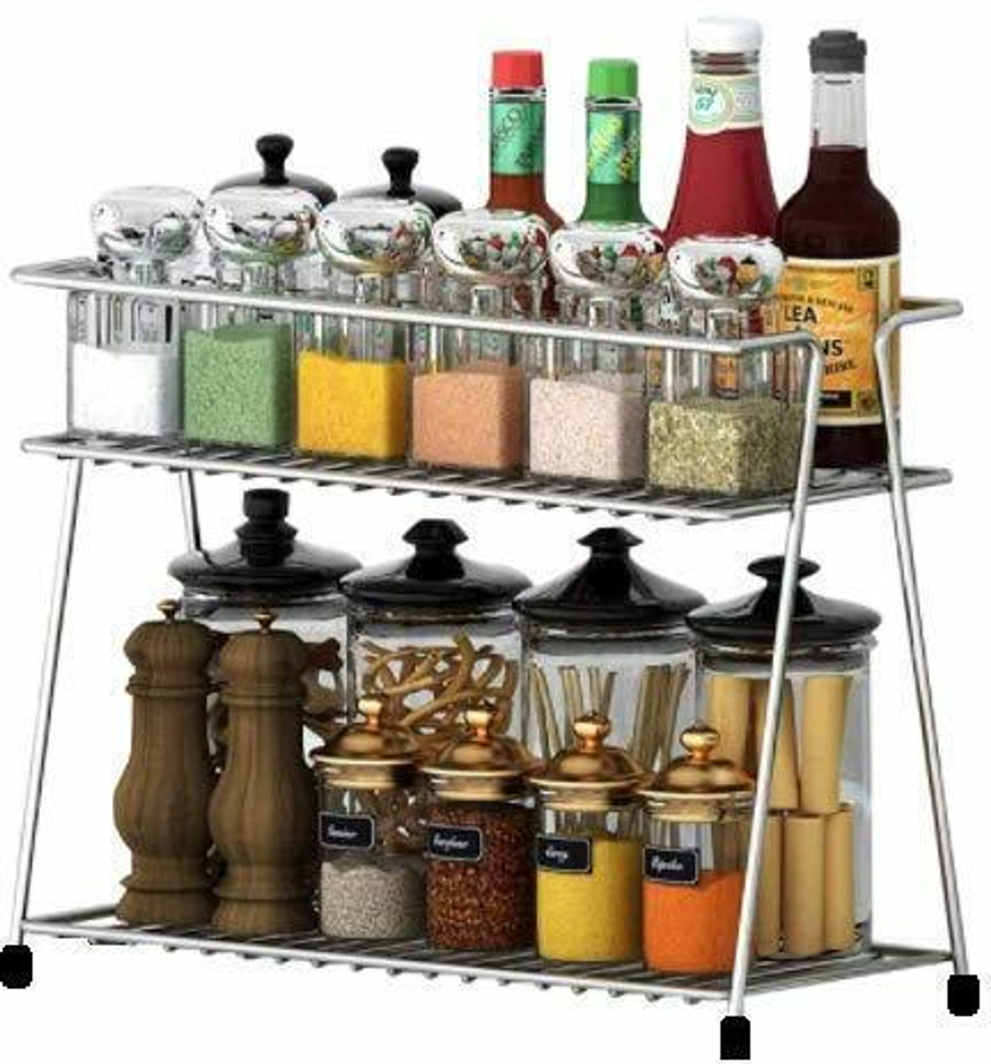 Image of PS STEEL 2 spice rack for kitchen Stainless Steel Wall Shelf