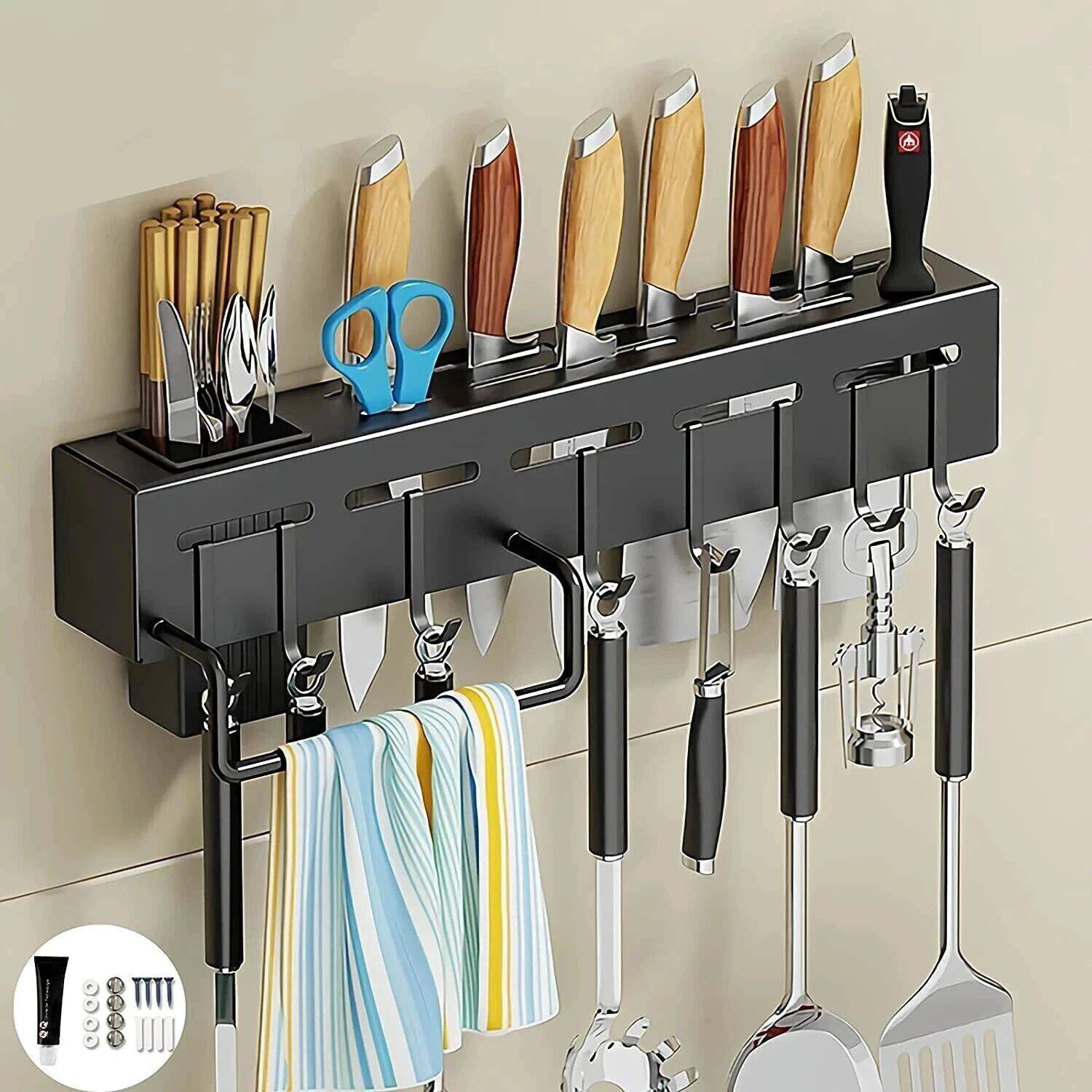 TONY STARK Cutlery Kitchen Rack Plastic Shelf Plastic Wall Mount Knife Holder — Kitchen Organizers & Racks