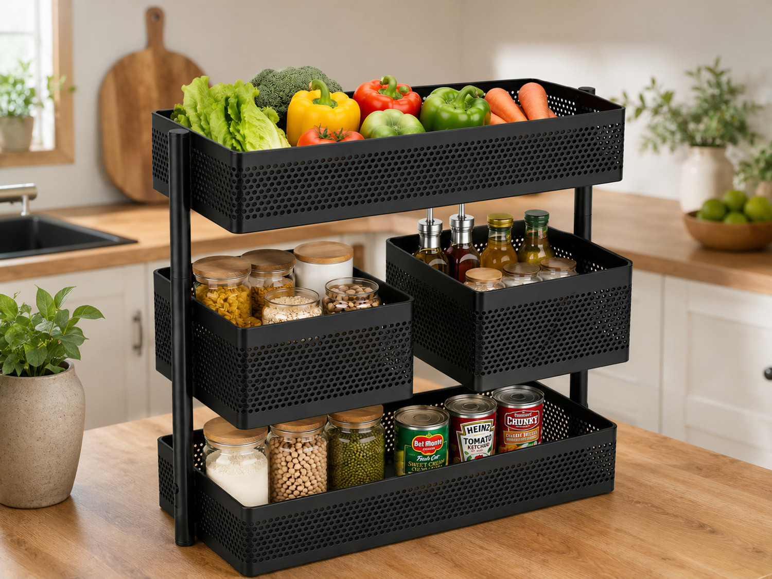 Image of Glostella Utensil Kitchen Rack Carbon Steel Kitchen Rotating rack 360 degree Kitchen Rack For Kitchen / Bathroom