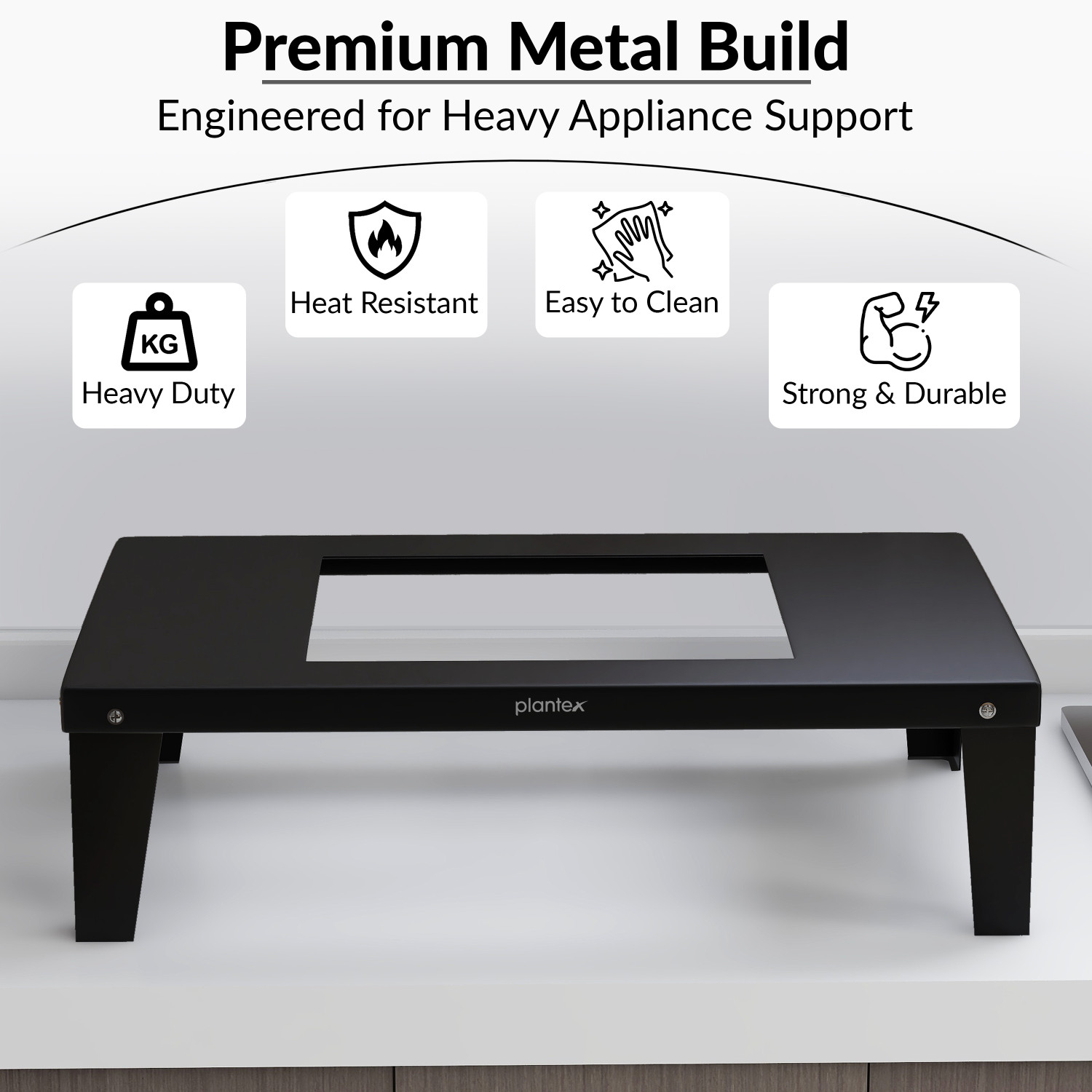 Image of Plantex Containers Kitchen Rack Iron Heavy Gi Metal Universal Microwave Oven Fix Stand for Kitchen Platform - Floor (Up to 30L)