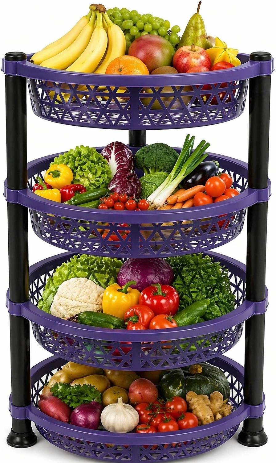 ABADAF Fruits/Vegetables Kitchen Rack Plastic 4-Layer Plastic Kitchen Storage Rack - Multipurpose Fruit & Vegetable