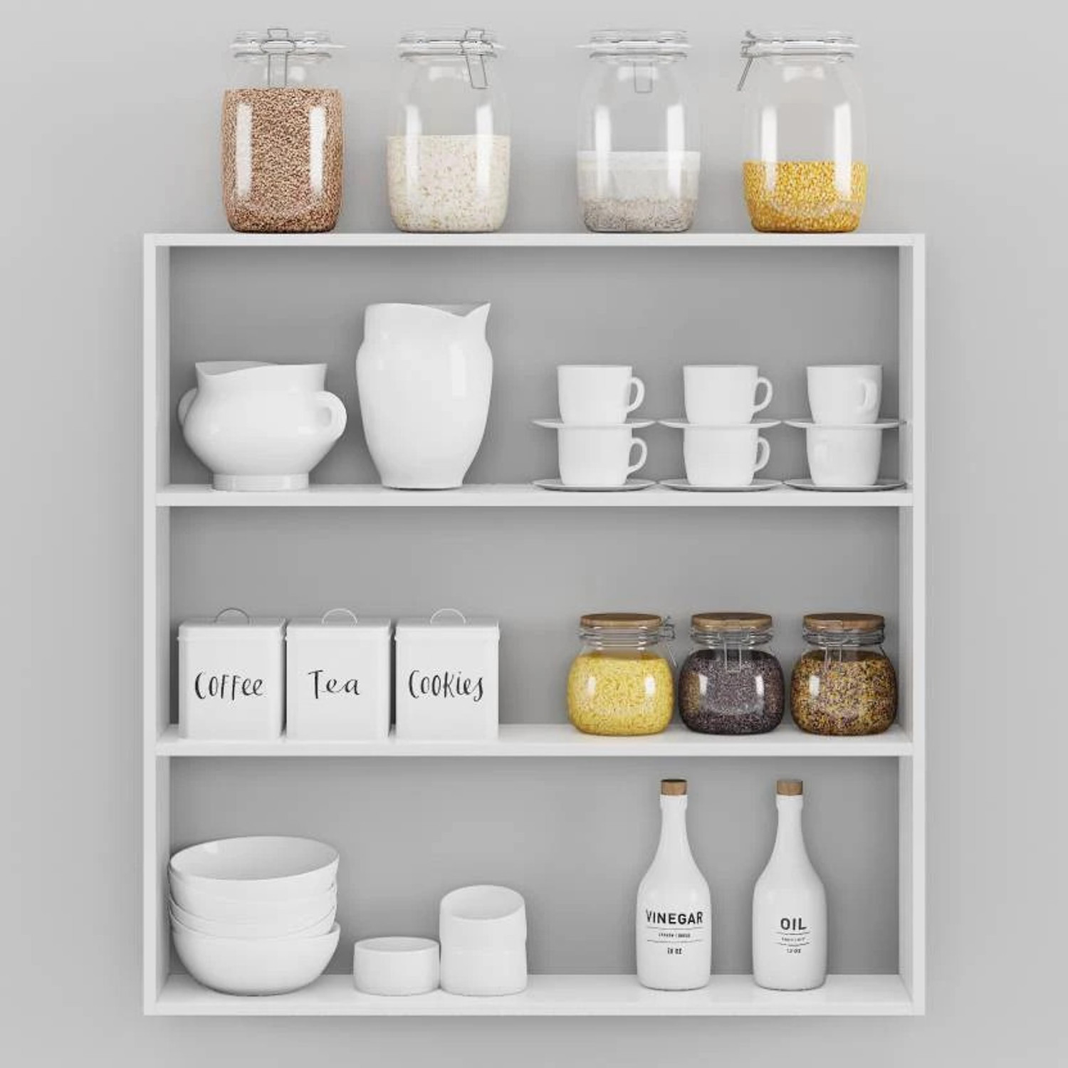 Image of Village craft online Containers Kitchen Rack Wood Modern Kitchen Wall Mount Shelf