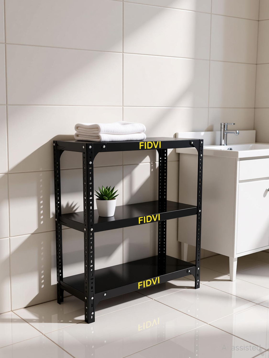 Image of FIDVI Iron Rack Metal Shelves Storage Home Shop Luggage Powder Coated (09 inchWx23 inchLx24 inchH) Iron Wall Shelf