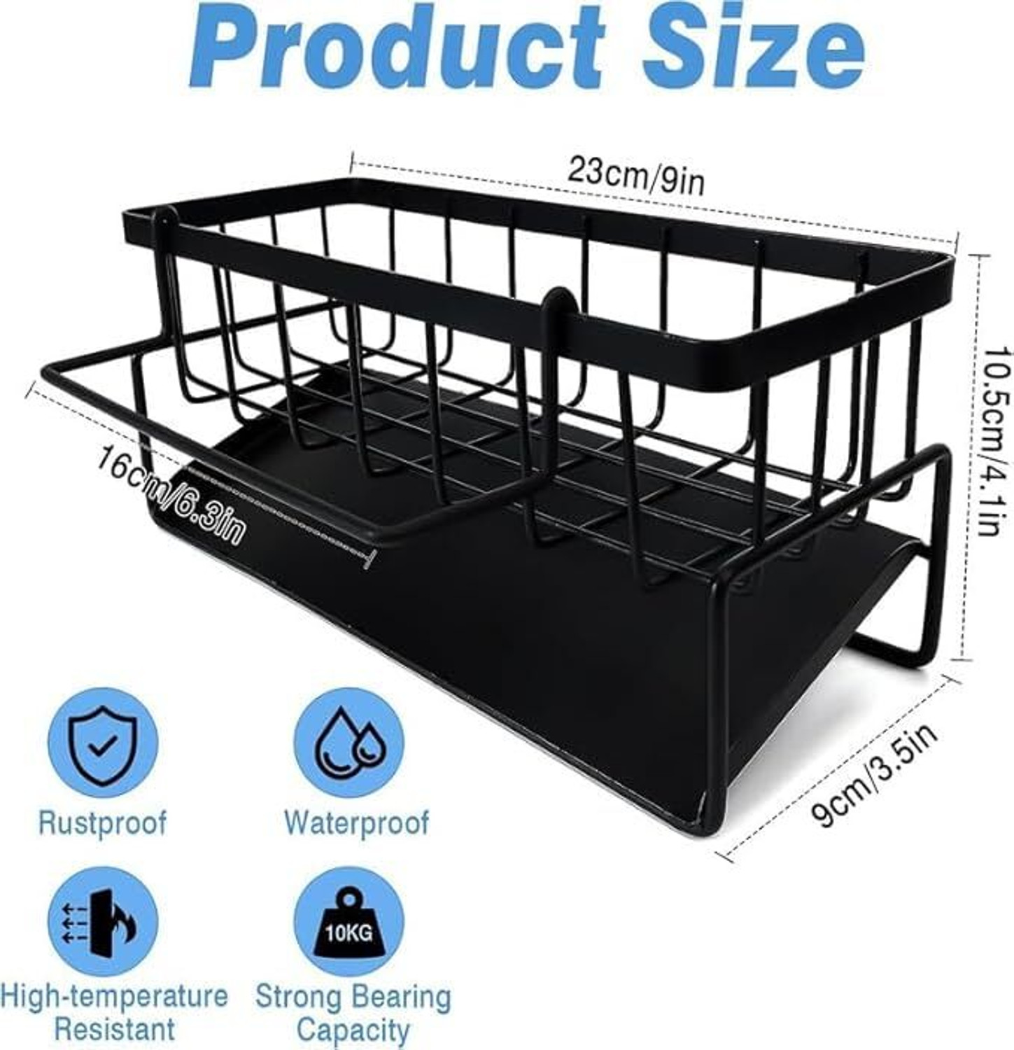 Image of SBValueMart Dish Drainer Kitchen Rack Steel Rustproof Metal Kitchen Sink Organizer Rack with Auto-Drain Tray