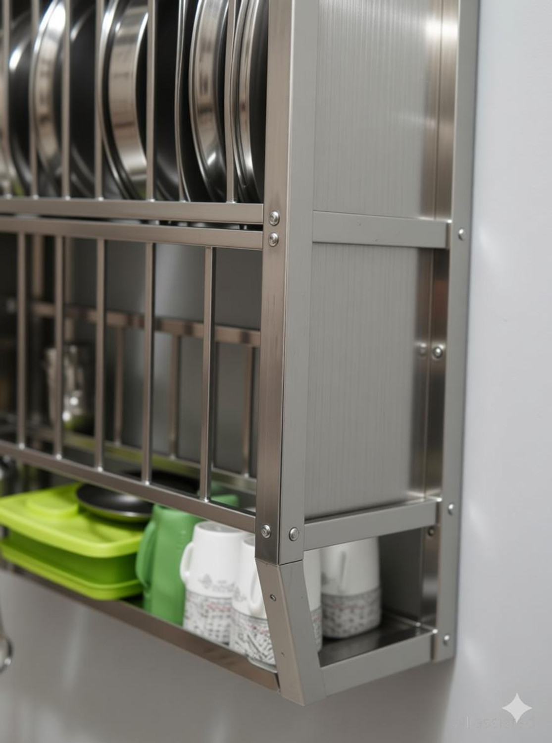Image of Dev Dish Drainer Kitchen Rack Steel Stainless Steel Wall Mount Kitchen Dish