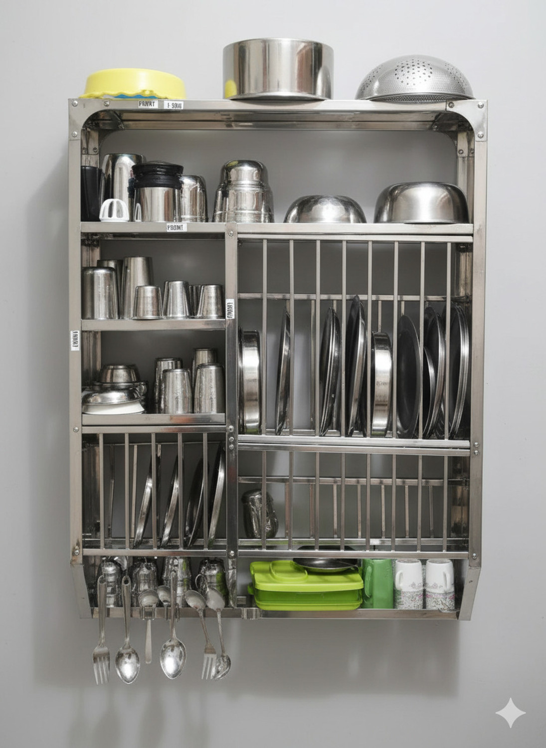Image of Dev Dish Drainer Kitchen Rack Steel Stainless Steel Wall Mount Kitchen Dish