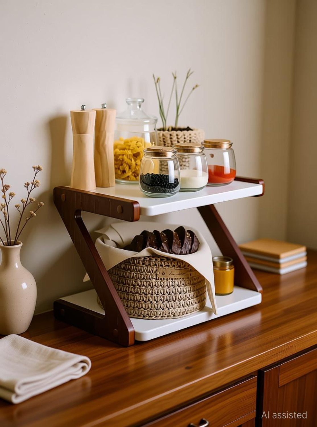 Image of Dwhandicrafts Containers Kitchen Rack Wood spice rack organizer spice rack stand kitchen masala rack spice rack shelf