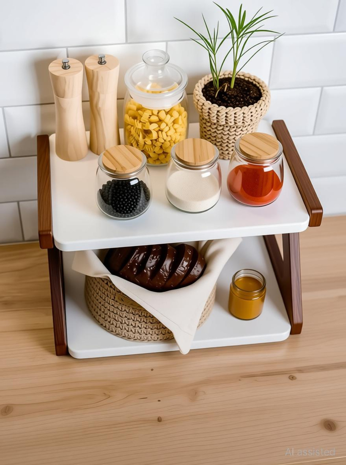 Image of Dwhandicrafts Containers Kitchen Rack Wood spice rack organizer spice rack stand kitchen masala rack spice rack shelf