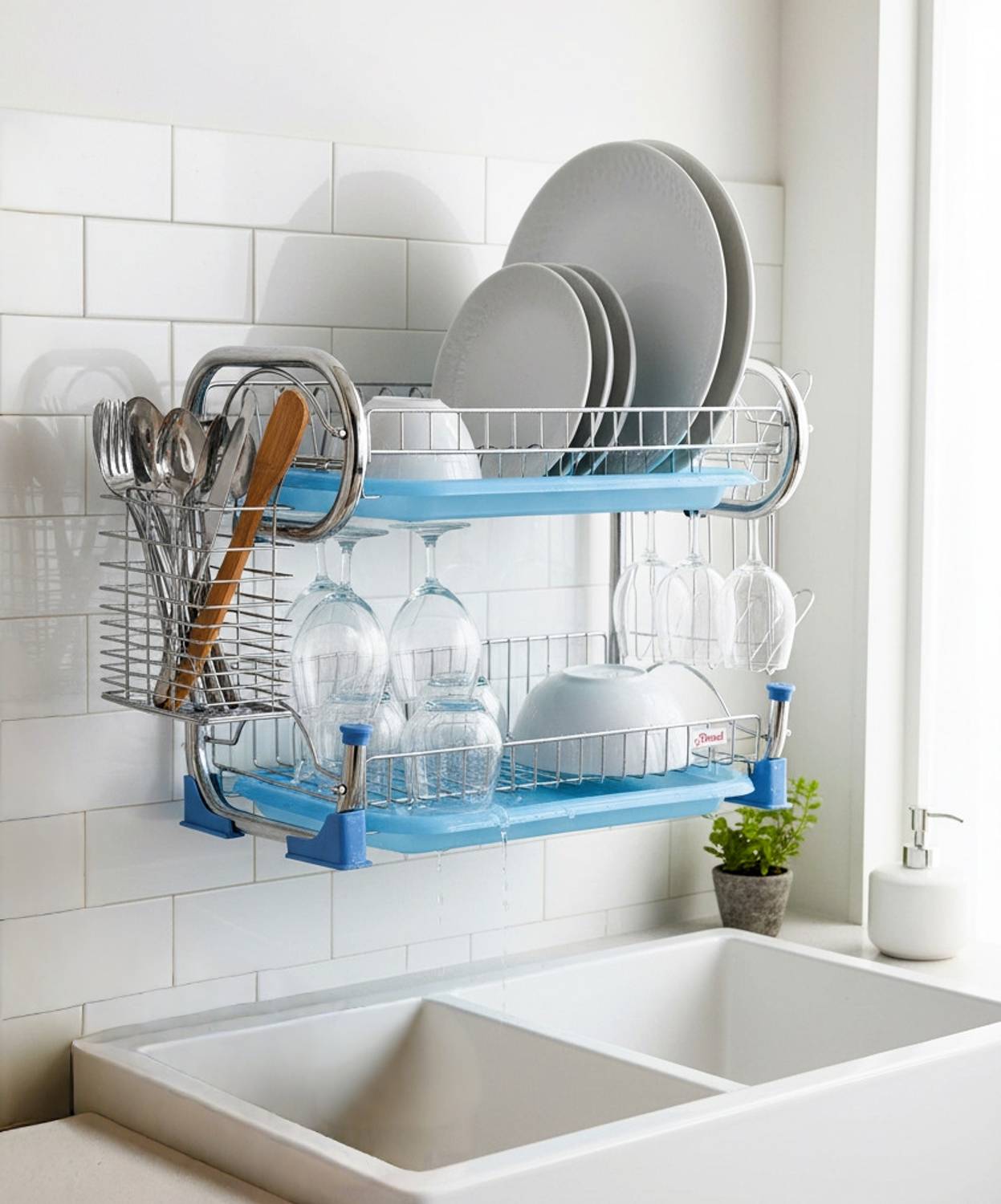 Amol Utensil Kitchen Rack Steel Modern Stainless Steel Kitchen Organizer Rack | Rust Proof | Bartan Stand