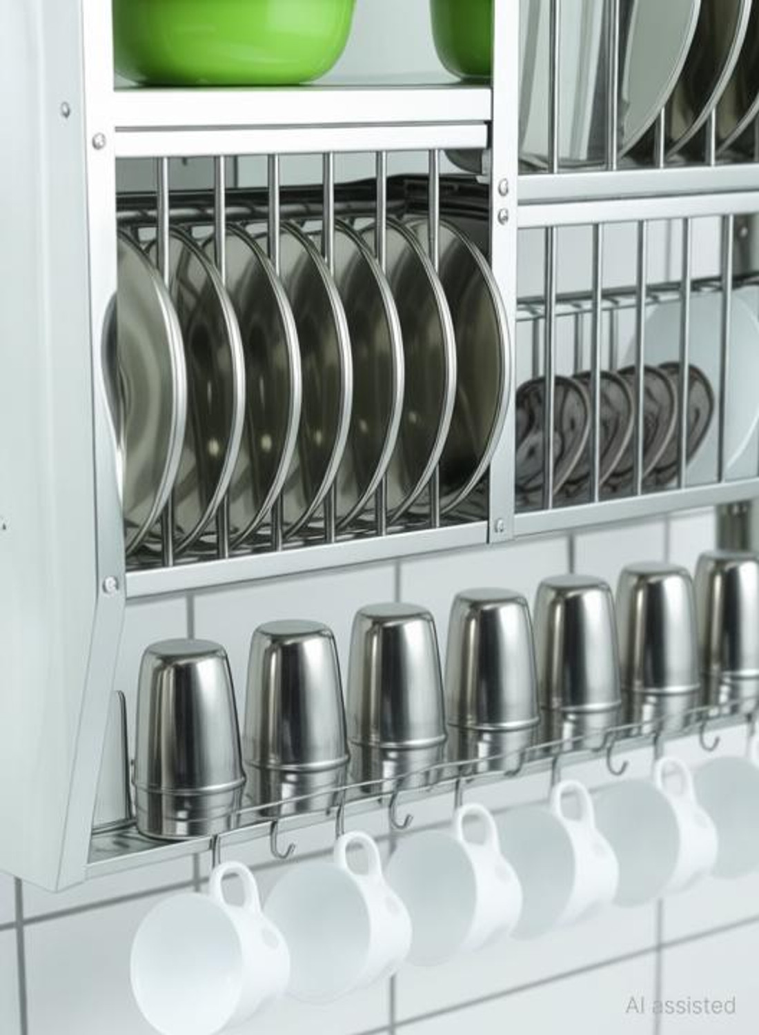 Image of Fest Dish Drainer Kitchen Rack Wall Mounted Dish Rack (39x36) Utensil Kitchen Rack Steel