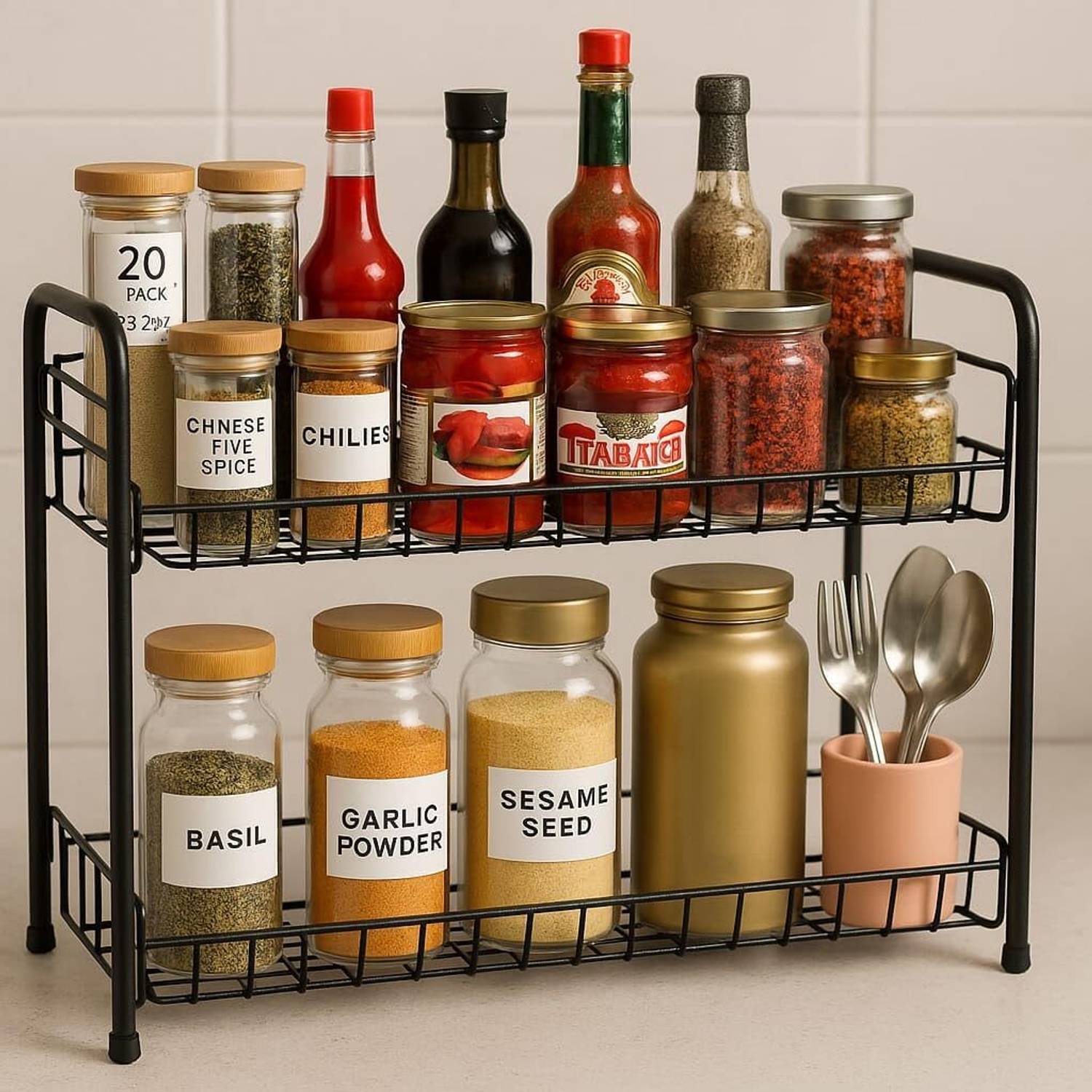 M Y Containers Kitchen Rack Iron Kitchen Rack for Condiments/Utensils and Other Kitchen Essentials — Spice Boxes & Masala Dabbas