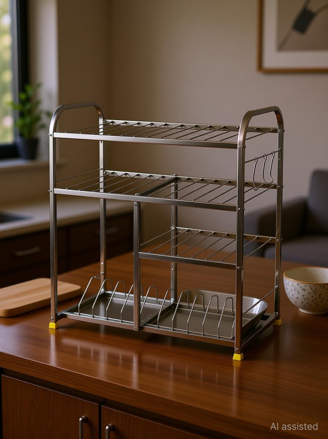 Image of ASTEEL Utensil Kitchen Rack Steel 24*24 inch utensil Bartan rack