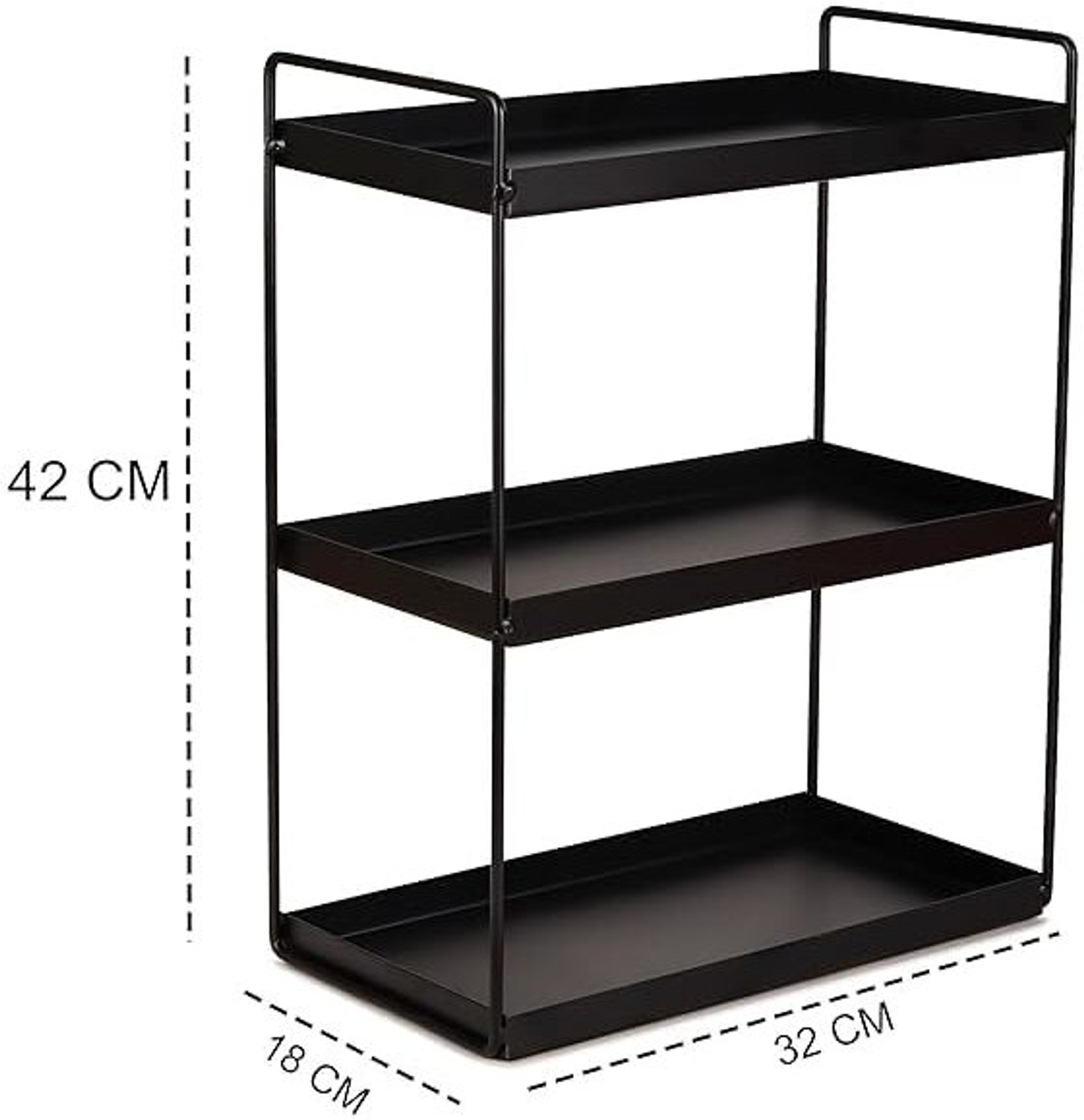 Image of CrystalCraftss Containers Kitchen Rack Iron 3 Tier Metal Storage Rack Multipurpose Kitchen Cosmetic Organizer Black