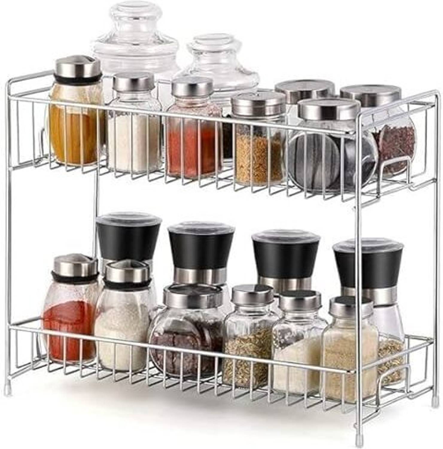 AADITYA Containers Kitchen Rack Steel Multi Purpose 2 Layer Kitchen Storage Shelf Container Utensils Holder