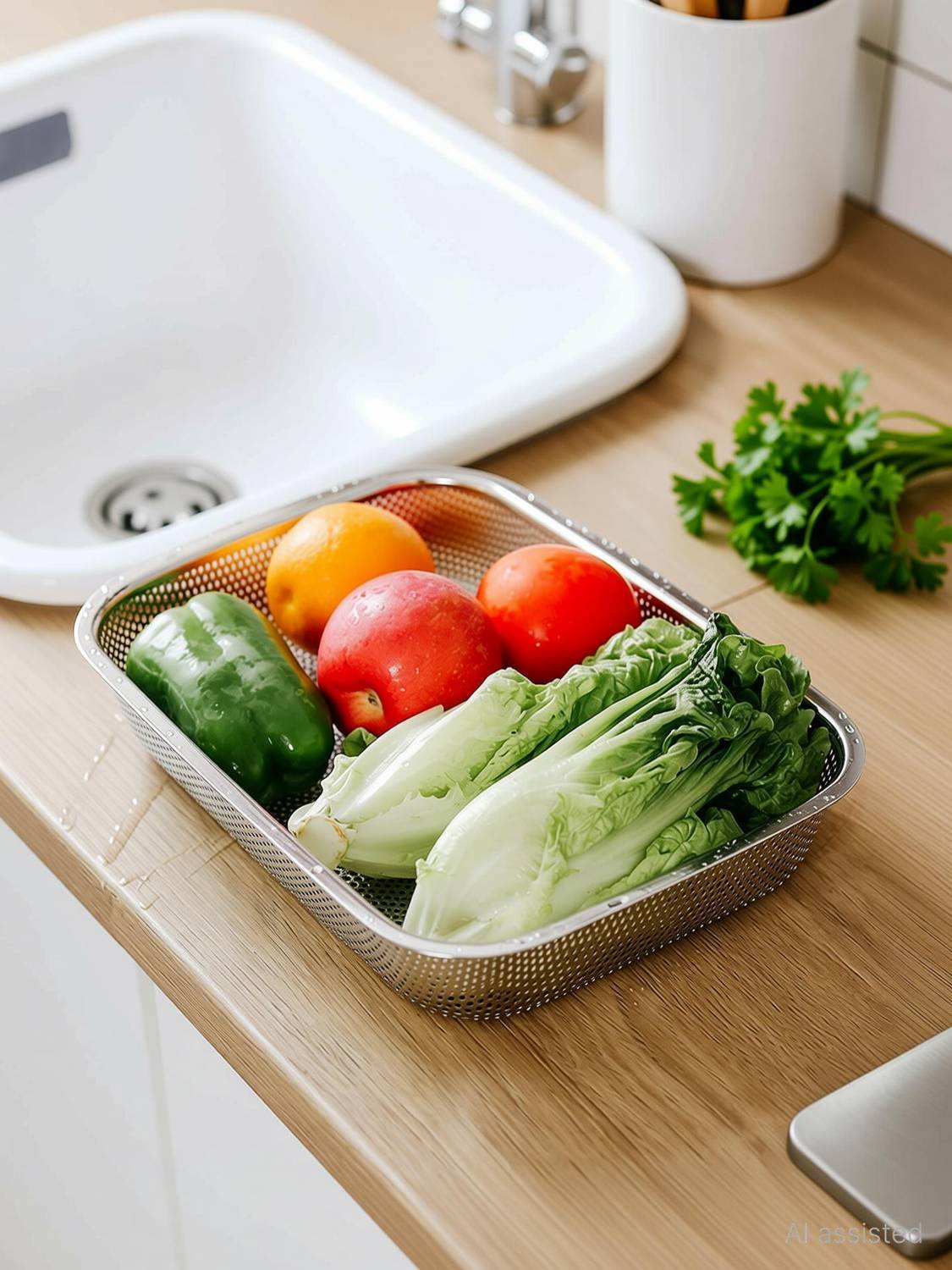 Antopy Stainless Steel Dish Rack Drain Basket Steel Big Drip Tray Steel Fruit & Vegetable Basket