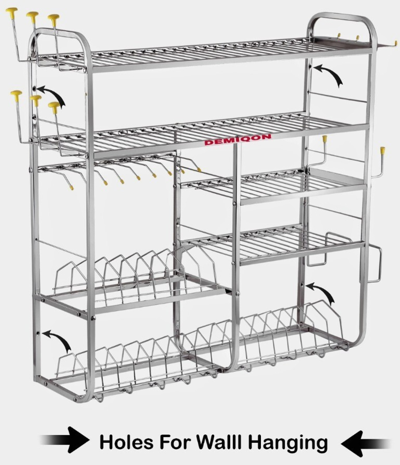 Image of DEMIQON Utensil Kitchen Rack Steel 5 Shelves Dish|Stand|Storage|31 x 30 Inch |