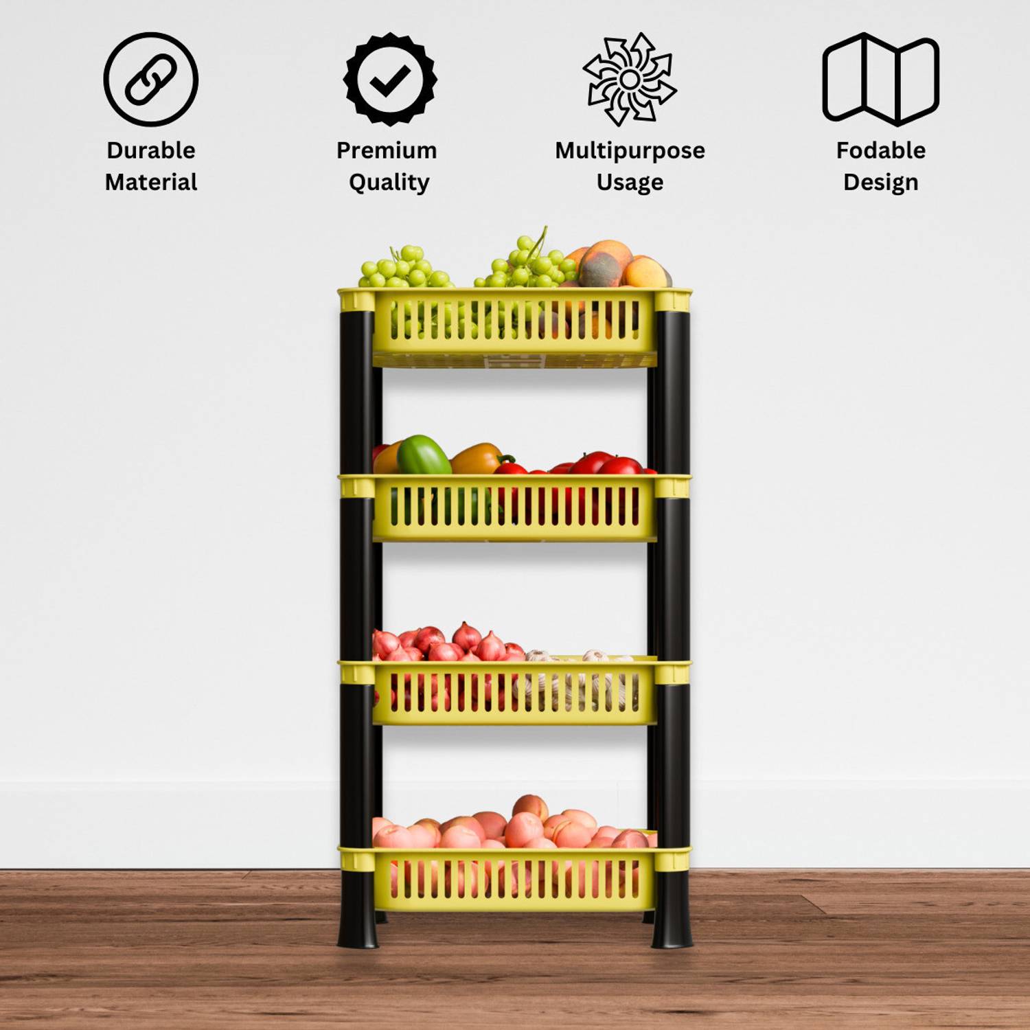 Biltoxi Fruits/Vegetables Kitchen Rack Plastic 4 Shelf